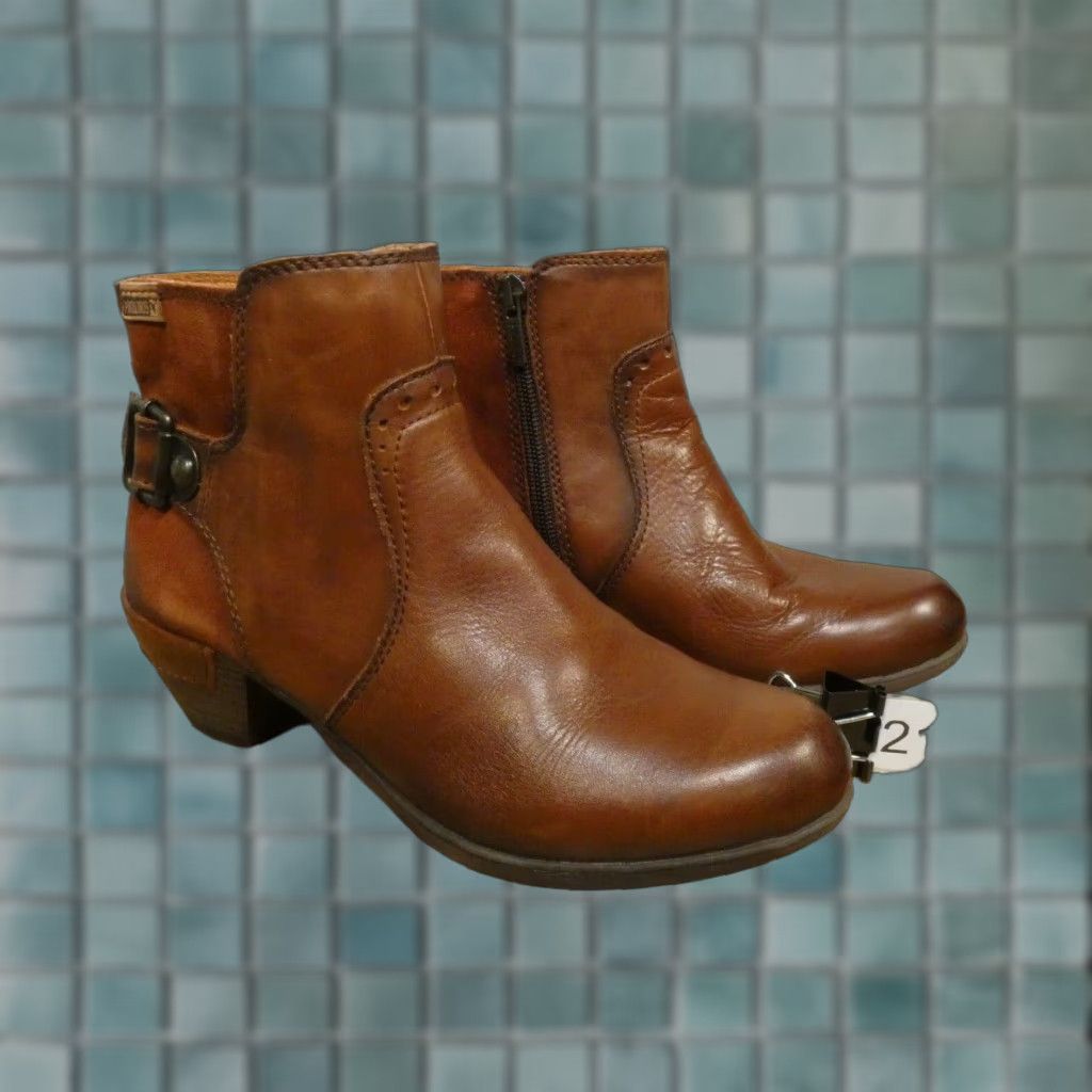 VINTAGE Pikolinos Women's Bootie Ankle Boots Brown Leather Side