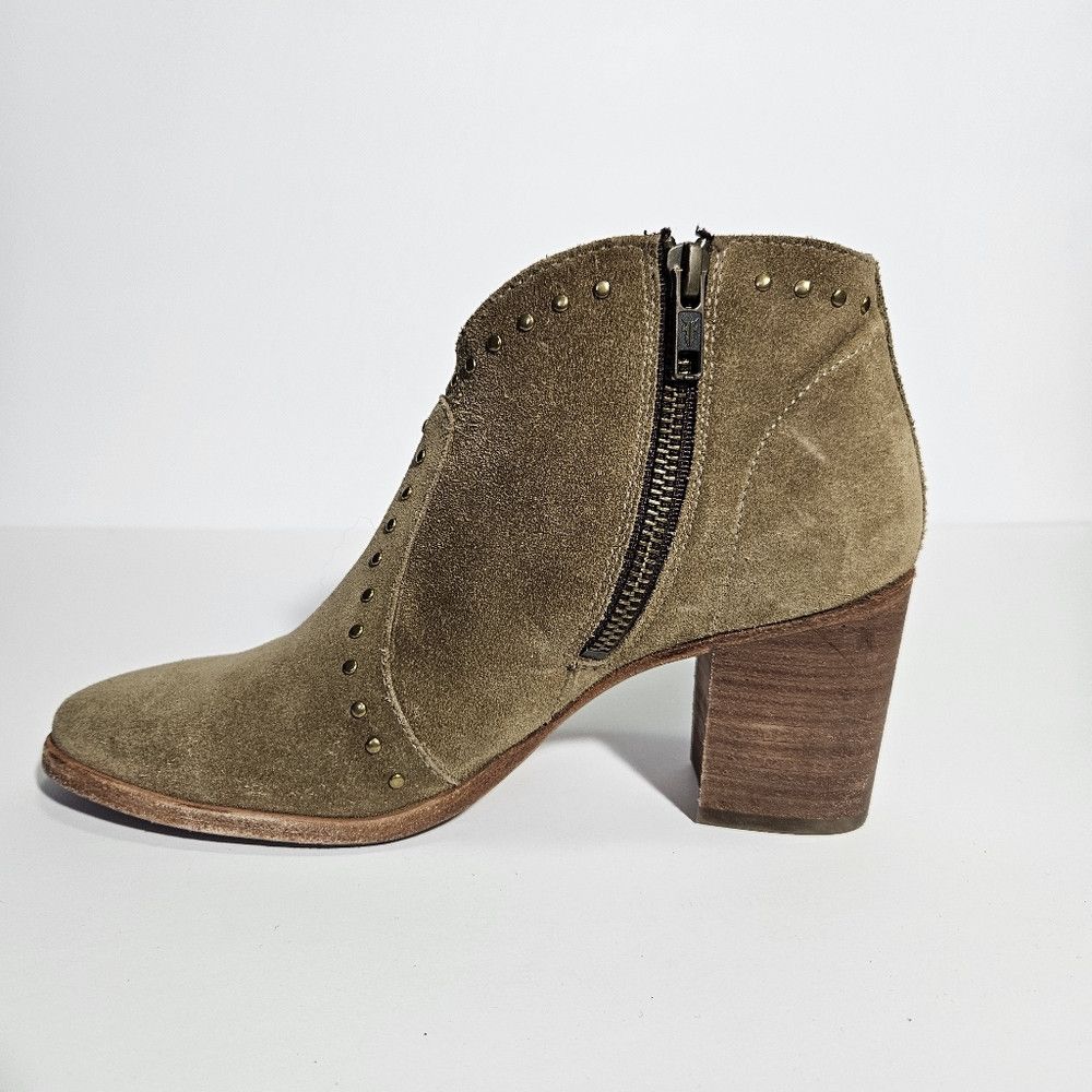 Frye FRYE Tan Suede Studded Nora Side Zip Booties Size US 6 / IT 36 - 2 Thumbnail
