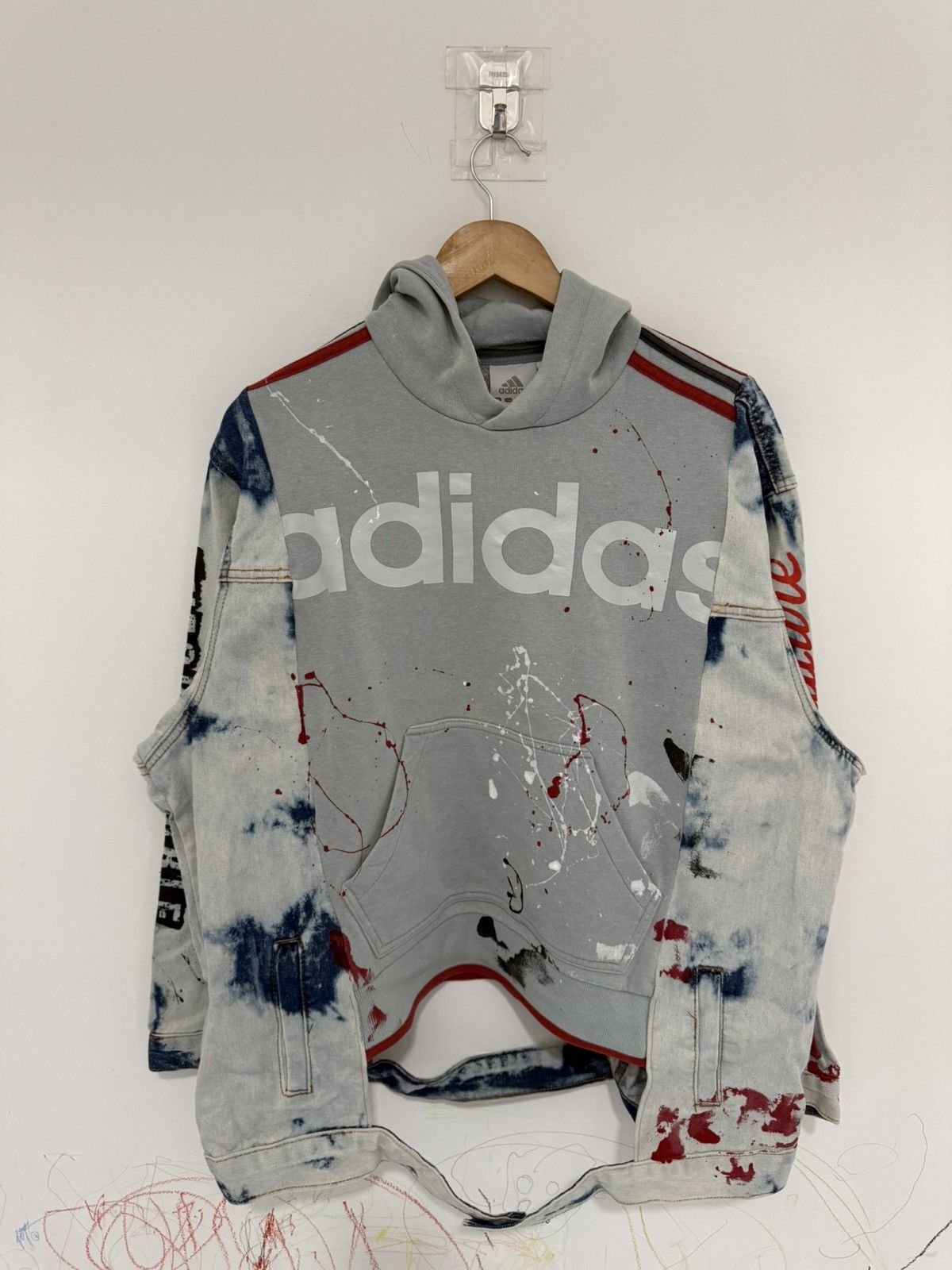 Adidas Reworked Custom Adidas Denim Jacket Hoodie Size US XL / EU 56 / 4 - 1 Thumbnail