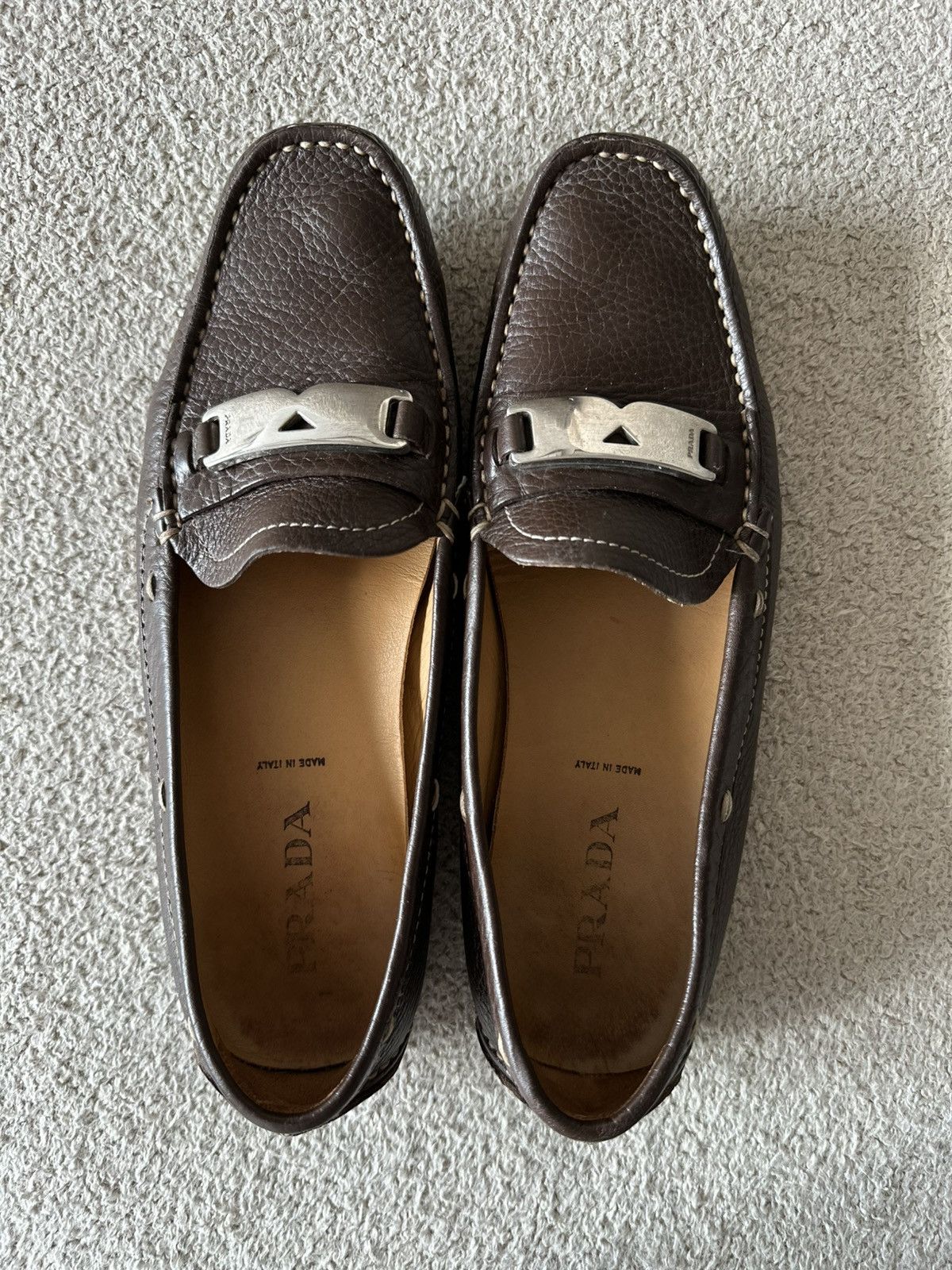 Prada Luxury Vintage Prada leather brown loafers moccasins women Size US 6 / IT 36 - 5 Thumbnail