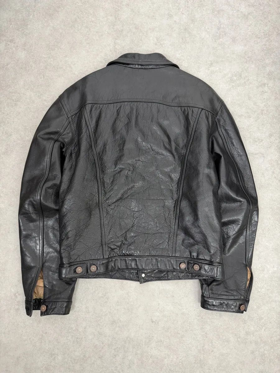 Levi's Levis Black Leather Bomber Trucker Jacket Size US M / EU 48-50 / 2 - 2 Thumbnail