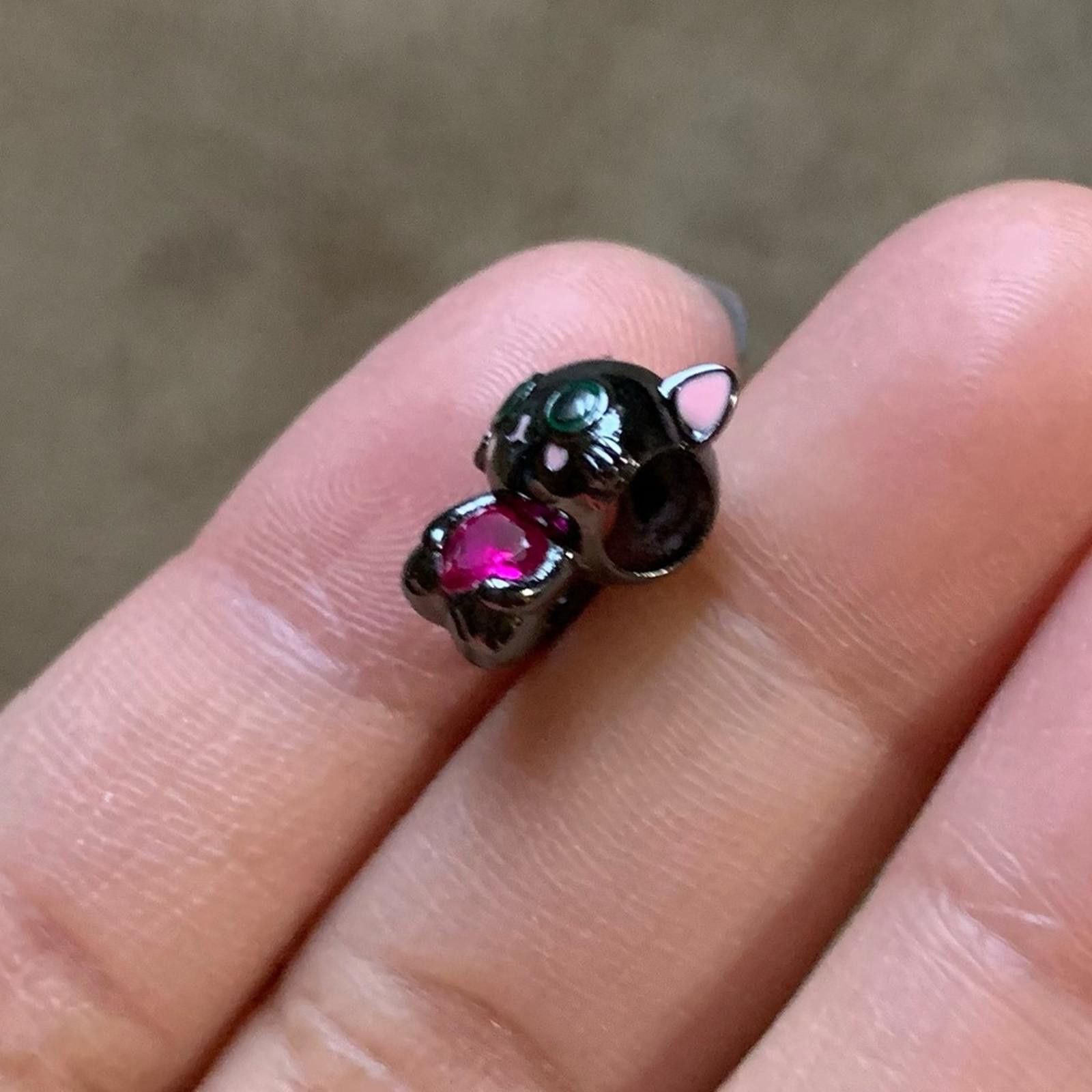 Other NWOT Black Cat Crystal Heart Charm Sterling Silver 925 Size ONE SIZE - 6 Thumbnail