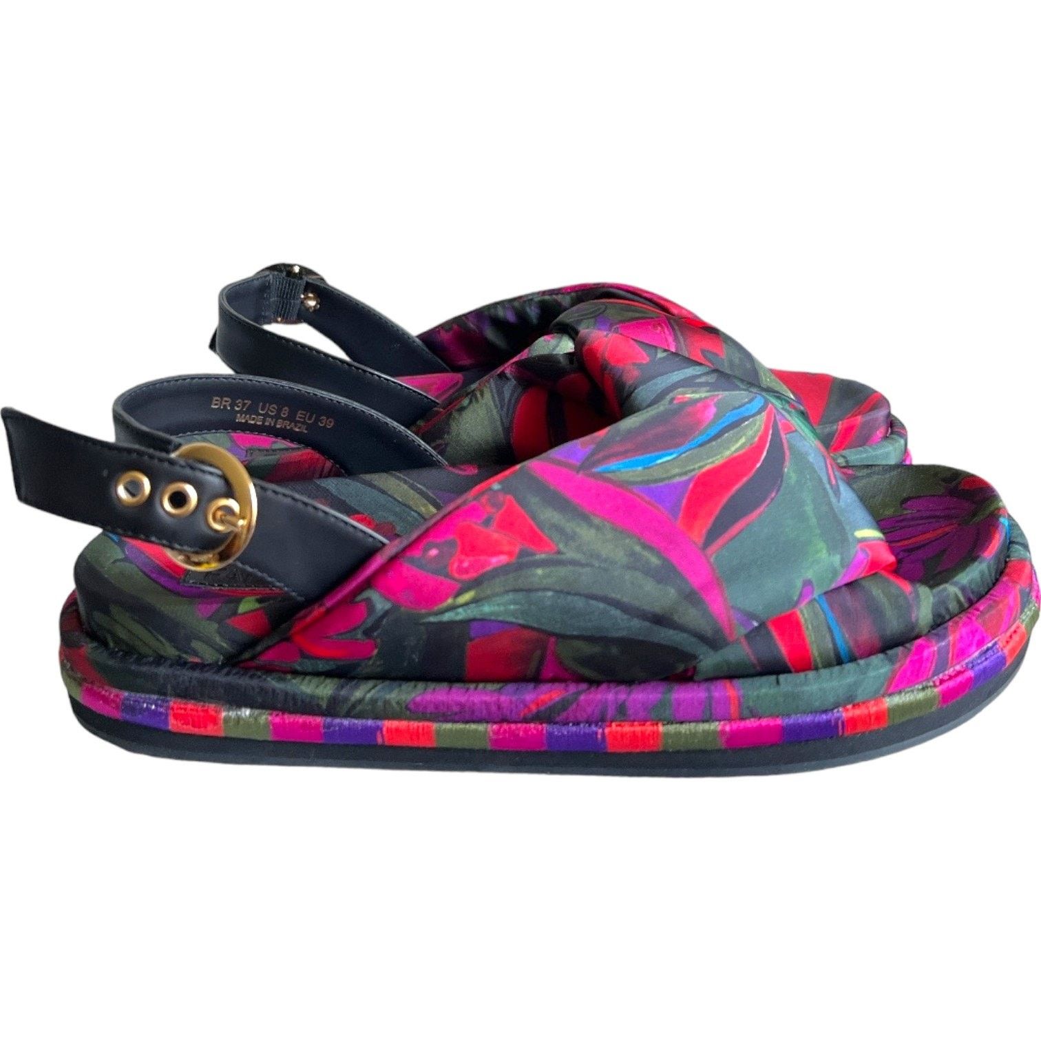 Farm Rio FARM RIO Floral Puff Peep-Toe Slingback Sandals, US8 Size US 8 / IT 38 - 6 Thumbnail