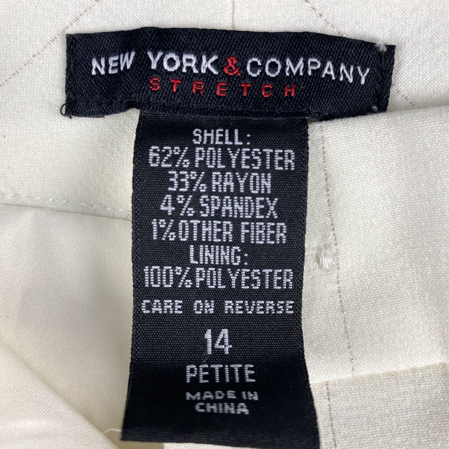 CO VINTAGE New York & Co Women Pants Size 14P Cream Straight Fit Petites Dress Pants Size 36" / US 14 / IT 50 - 5 Thumbnail