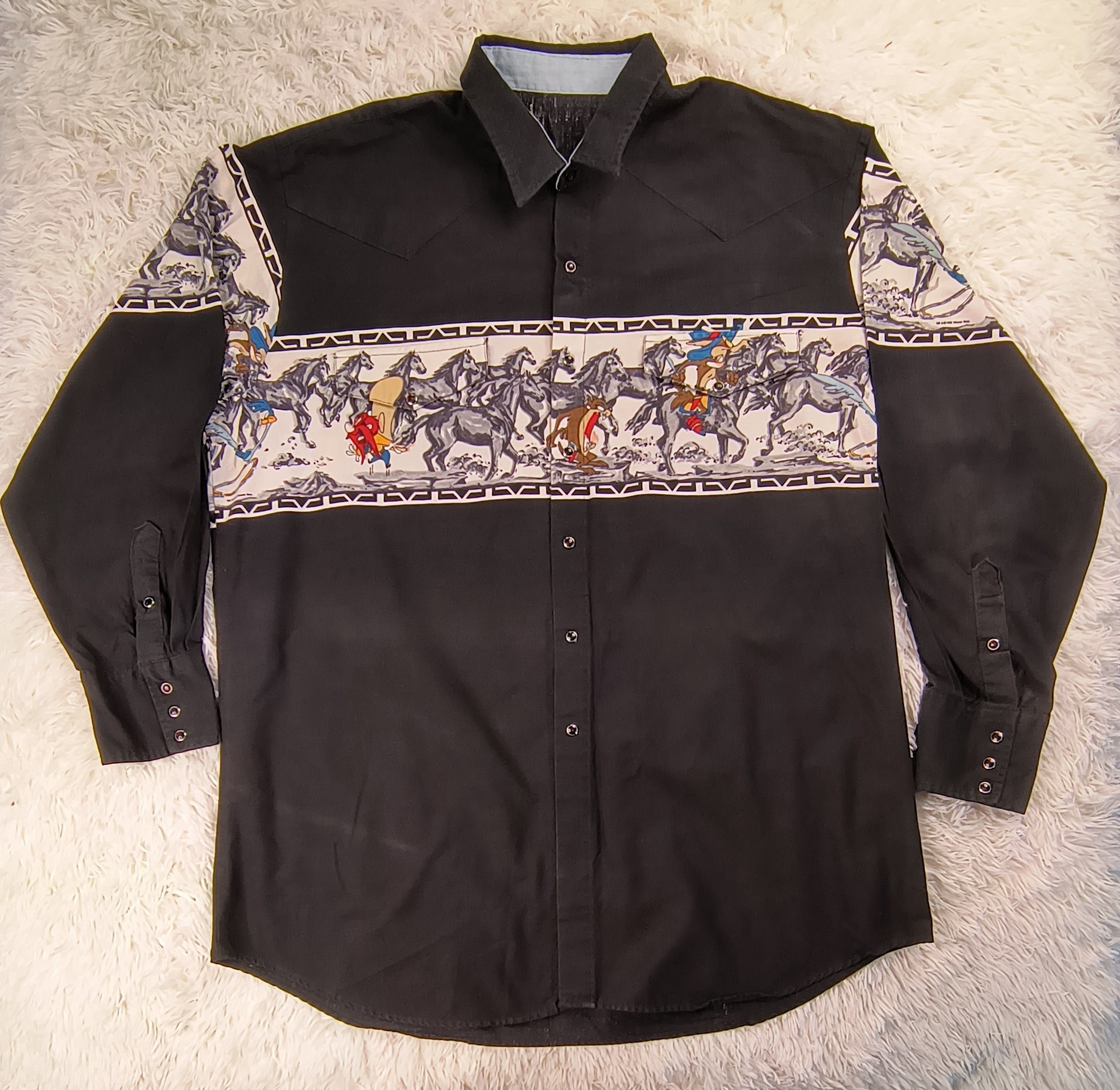 Vintage Vintage western Looney Tunes 1993 button up LS shirt Size US XXL / EU 58 / 5 - 2 Thumbnail