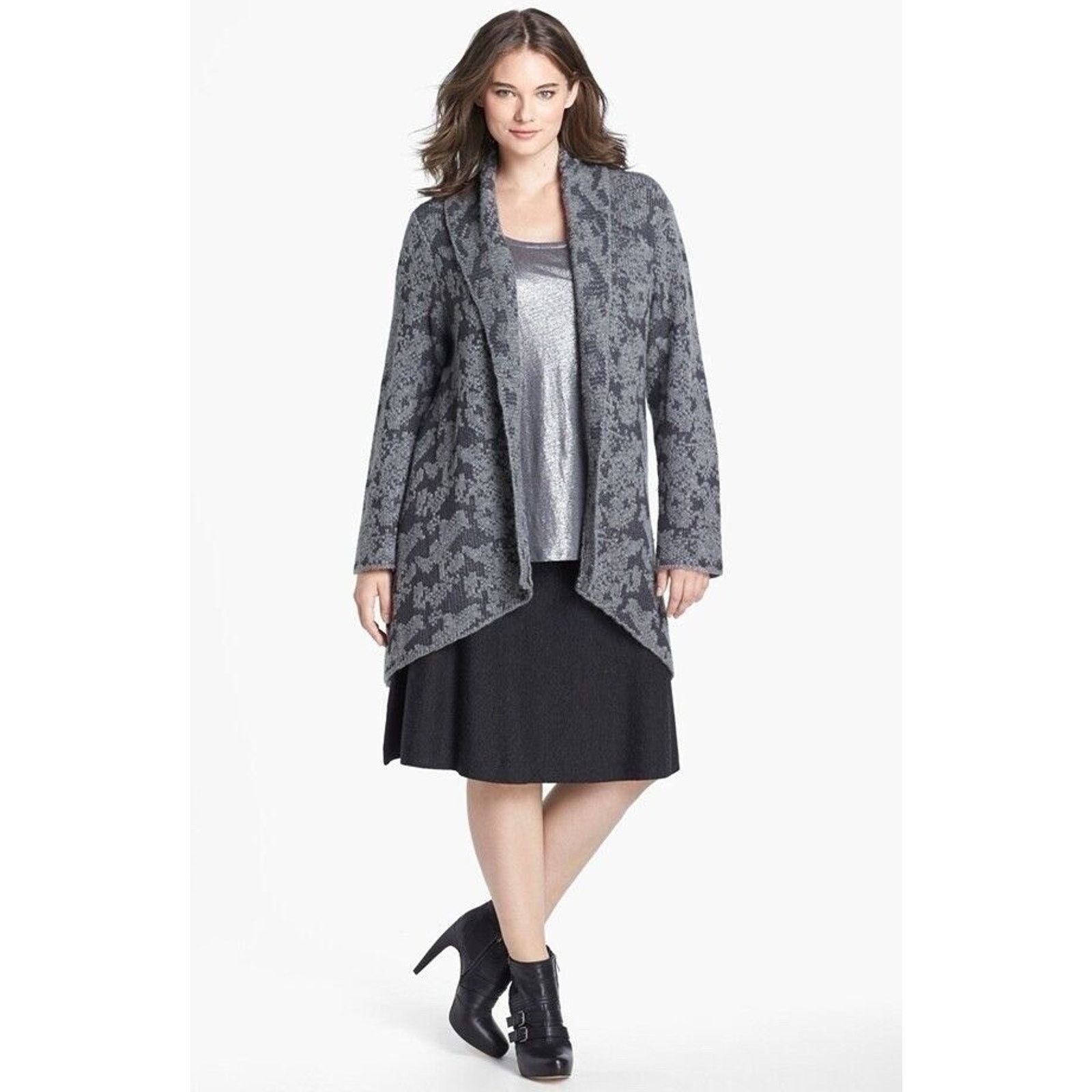 Eileen Fisher EILEEN FISHER Wool Cardigan Sweater Gray Large A000645 Size L / US 10 / IT 46 - 1 Thumbnail