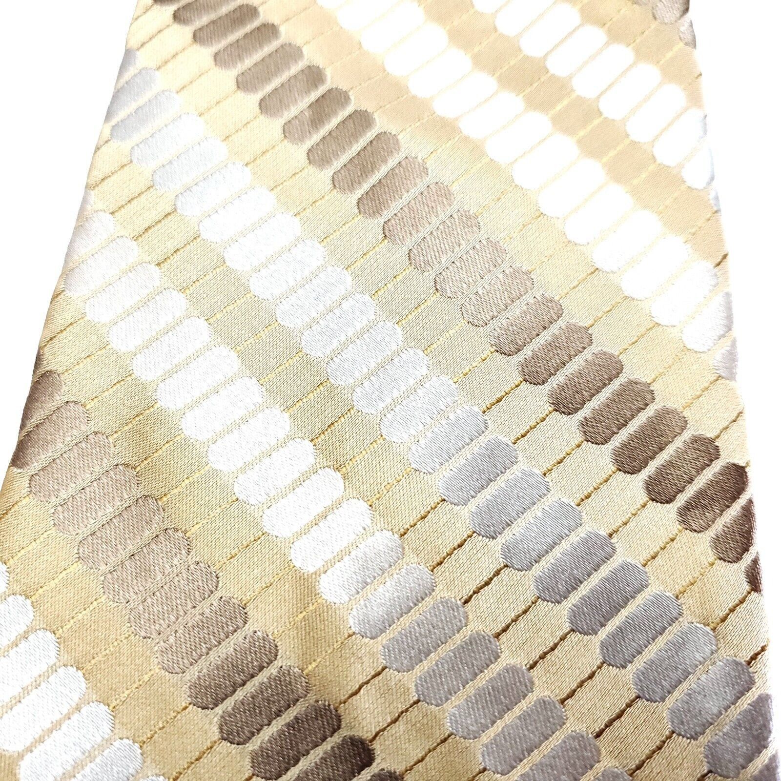 Vintage Gianfranco Ruffini Italy Yellow Striped Woven Silk Tie Size ONE SIZE - 2 Thumbnail