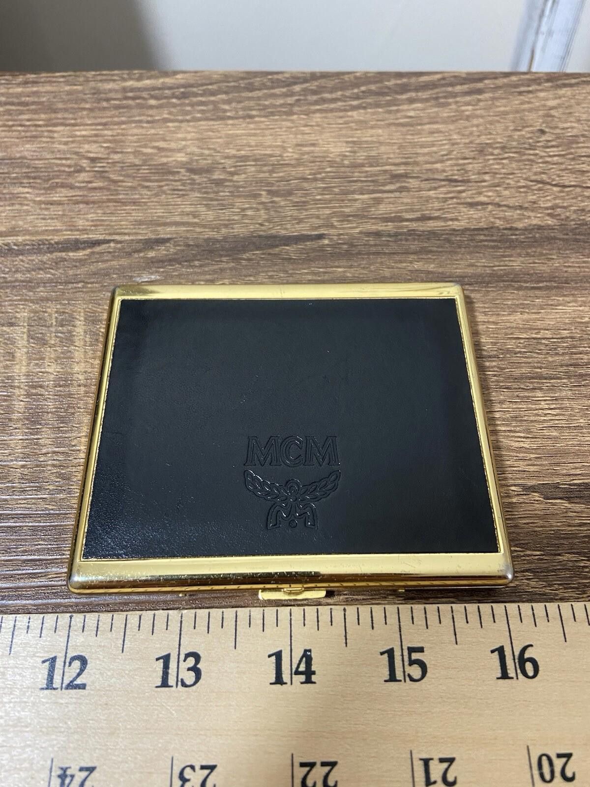 MCM Germany Black Leather Gold Metal Cigarette Card Case