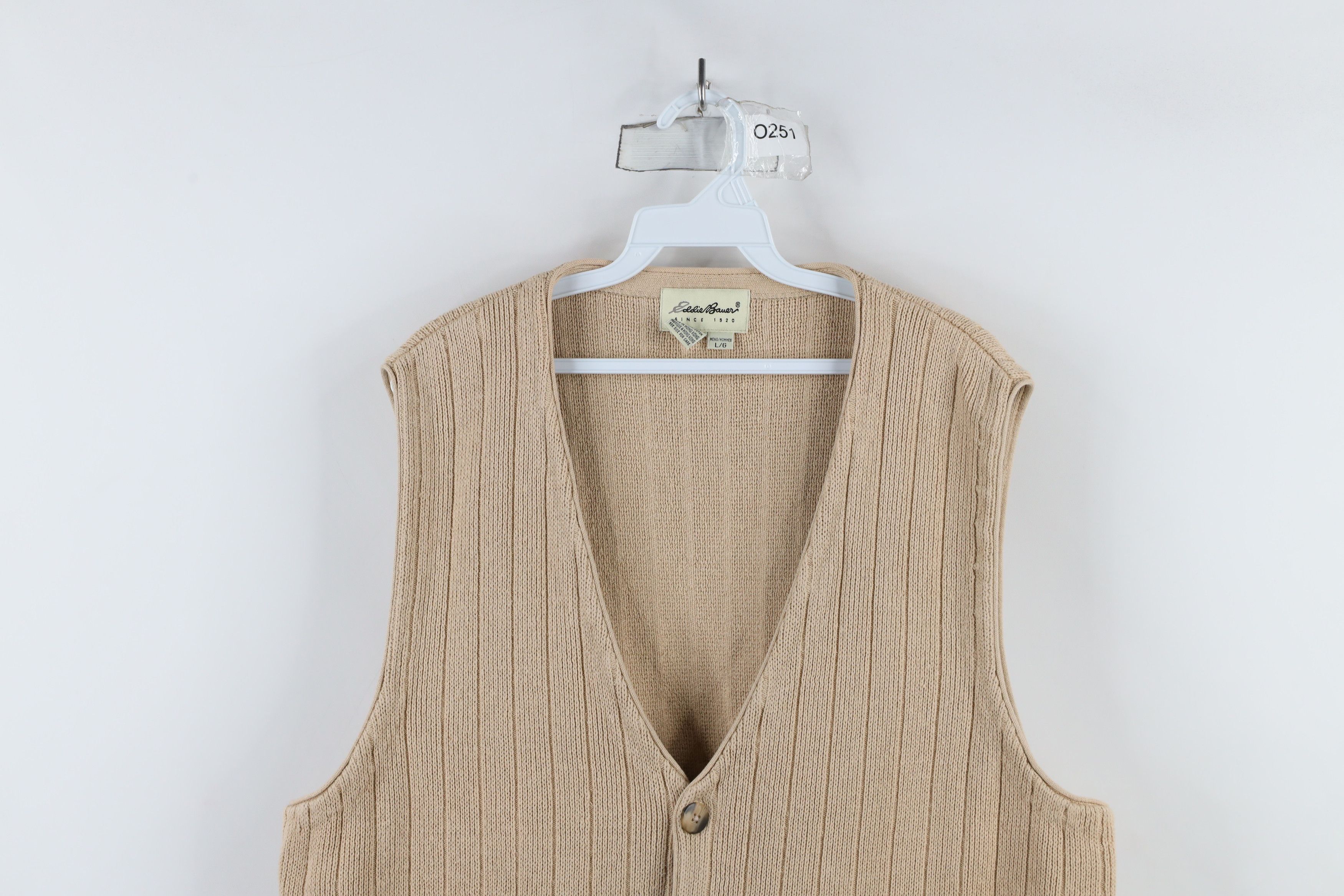 Eddie Bauer × Vintage Vintage 90s Eddie Bauer Knit Cardigan Sweater Vest Beige Size US L / EU 52-54 / 3 - 2 Thumbnail