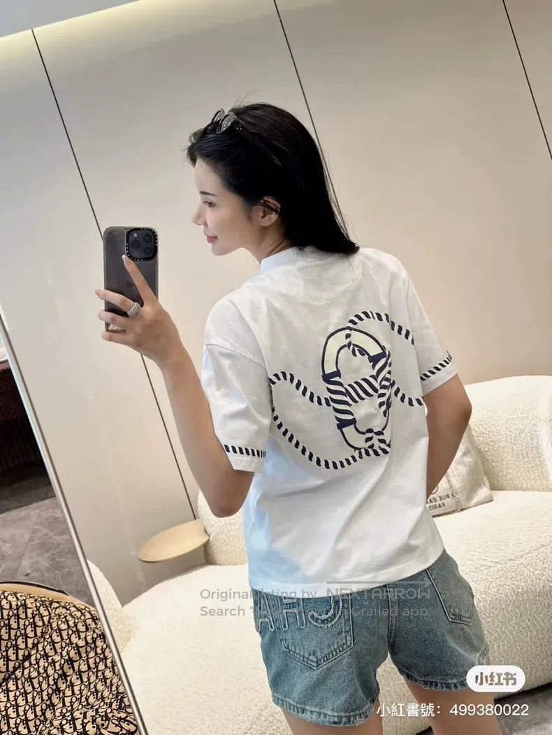 Hermes Hermes White Printed Short Sleeve T-Shirt Top Size XS / US 0-2 / IT 36-38 - 7 Thumbnail