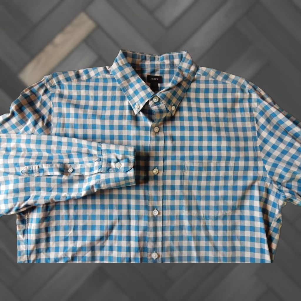 J.Crew VINTAGE J.CREW Men's Plaid Button-Up Shirt Long Sleeve Size L Blue Cotton Size US L / EU 52-54 / 3 - 1 Thumbnail