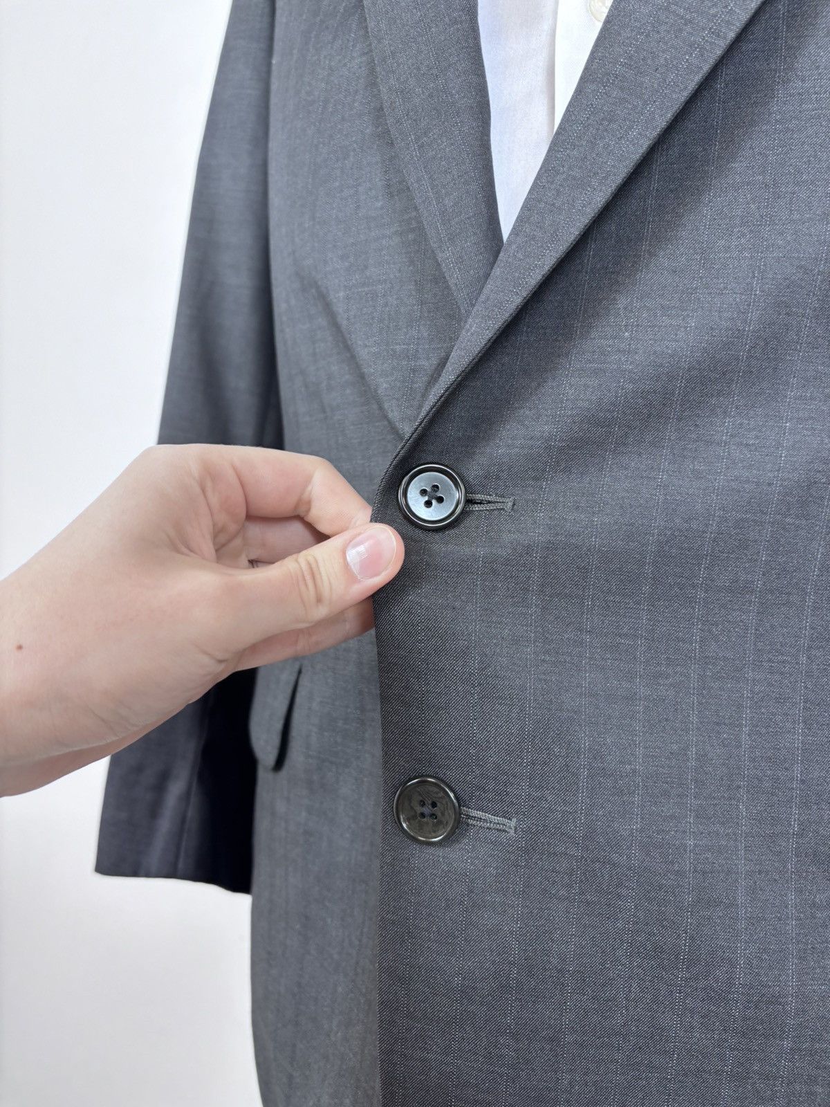 Corneliani Corneliani Men’s Vintage Grey Striped Wool Blazer Jacket Size 42R - 8 Thumbnail