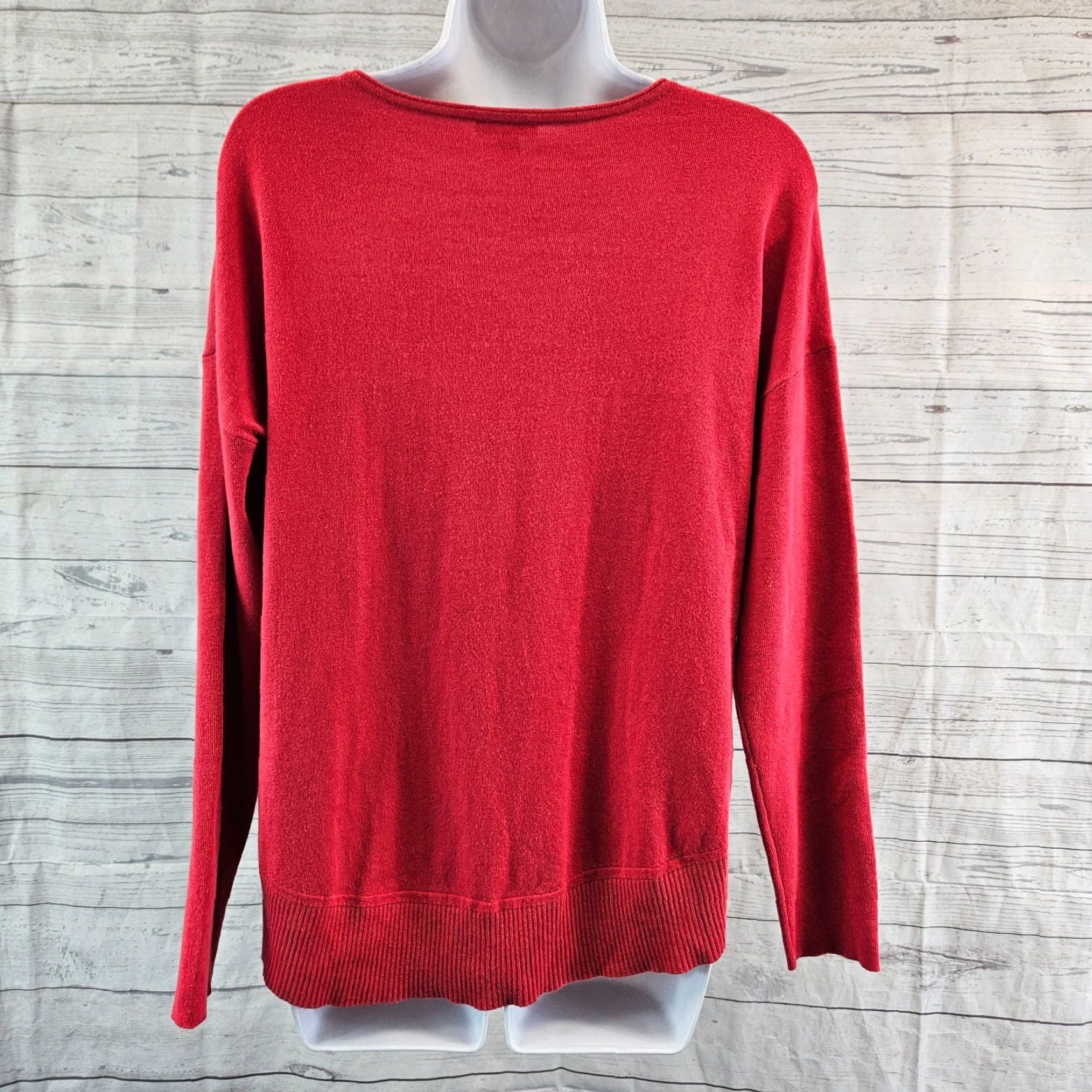 J. Jill J. Jill Womens Sweater Pullover Size PM Petite Medium Red Silk Blend Scoop Neck Long Sleeve Ladies Womens Pullover Sweater Red Silk Blend Size M / US 6-8 / IT 42-44 - 4 Thumbnail
