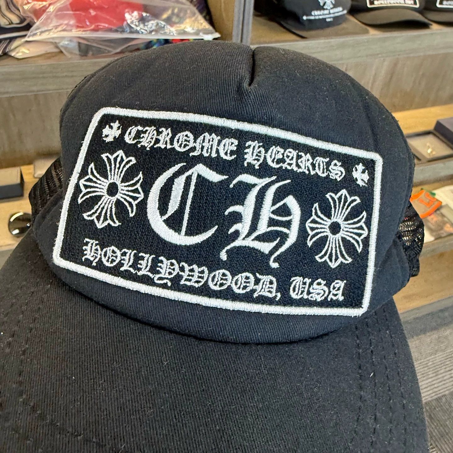 Chrome Hearts Chrome Hearts Black Trucker Hat White Embroidered Logo LA Size ONE SIZE - 2 Thumbnail