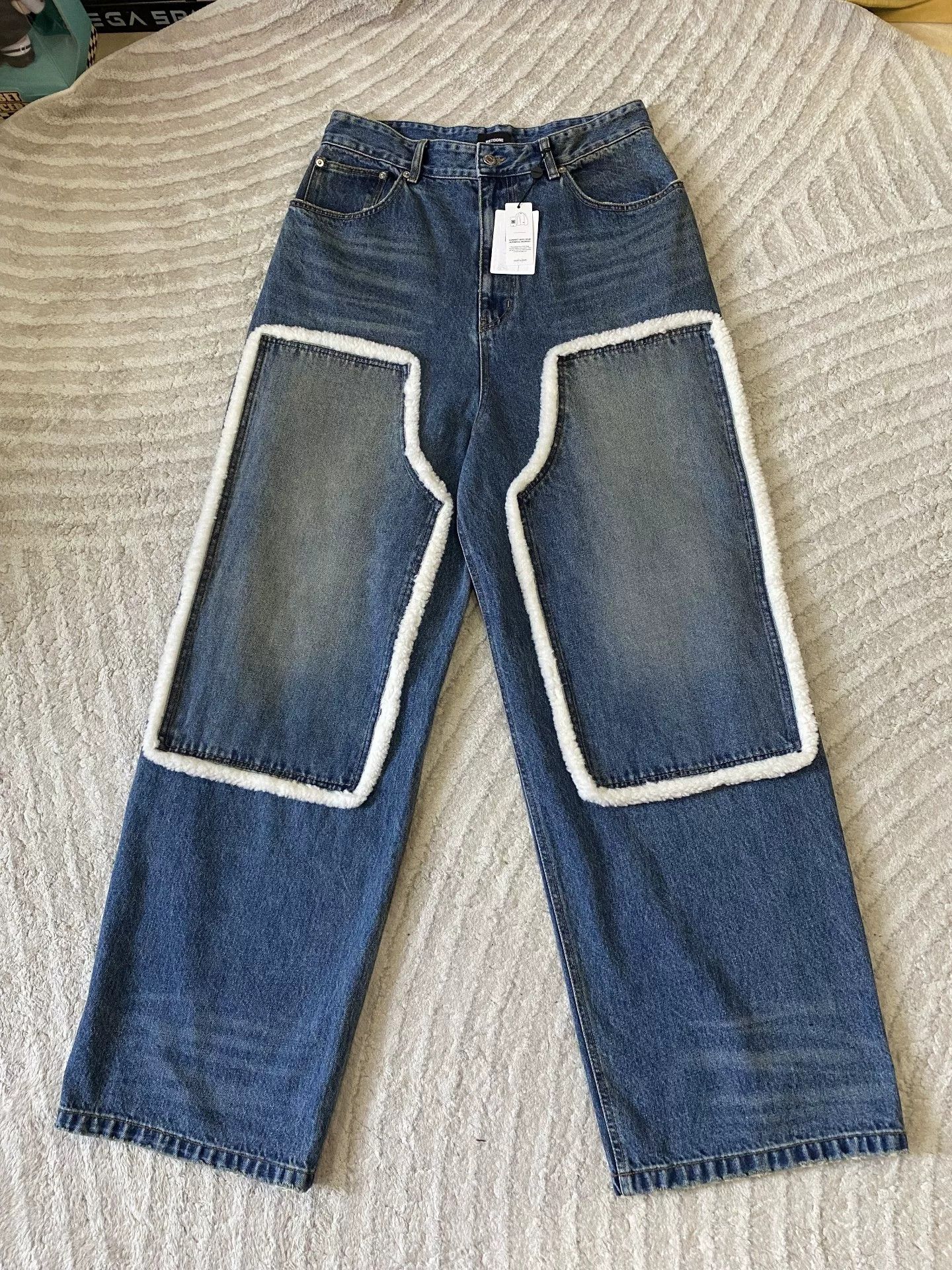 WE11DONE we11done Shearling Trim Washed Jeans Size 40" / US 18 - 1 Thumbnail