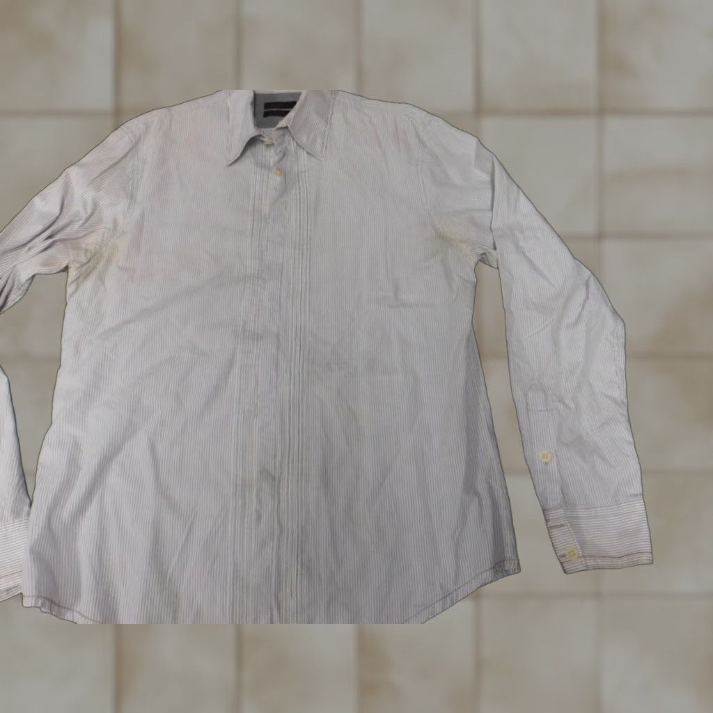 Zara Zara Shirt Button-Up Striped White Long Sleeve Collared Button-Down Logo Pocket Regular Mens L Size US L / EU 52-54 / 3 - 1 Thumbnail