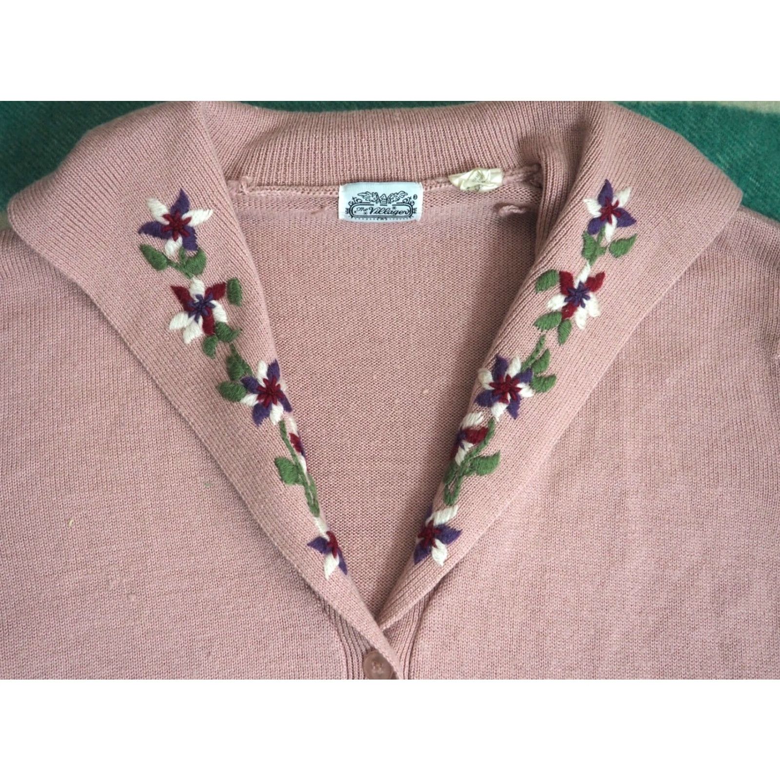 Vintage Vtg Villagers Wool Blend Mauve Pink Grandma Floral Button Sweater L Size L / US 10 / IT 46 - 3 Thumbnail