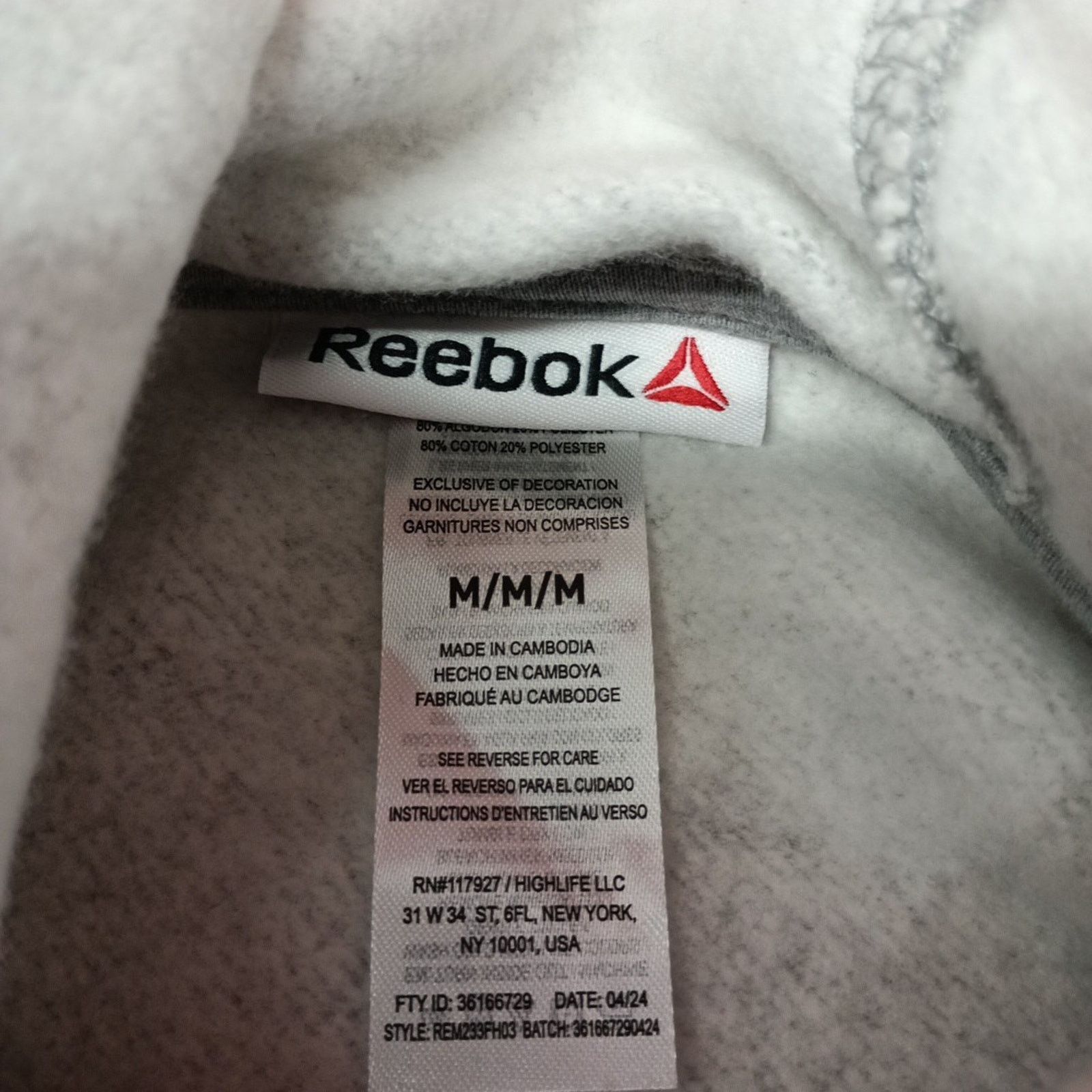 Reebok Reebok Delta Logo Hoodie Men's Size M Heather Gray Pocket Size US M / EU 48-50 / 2 - 5 Thumbnail