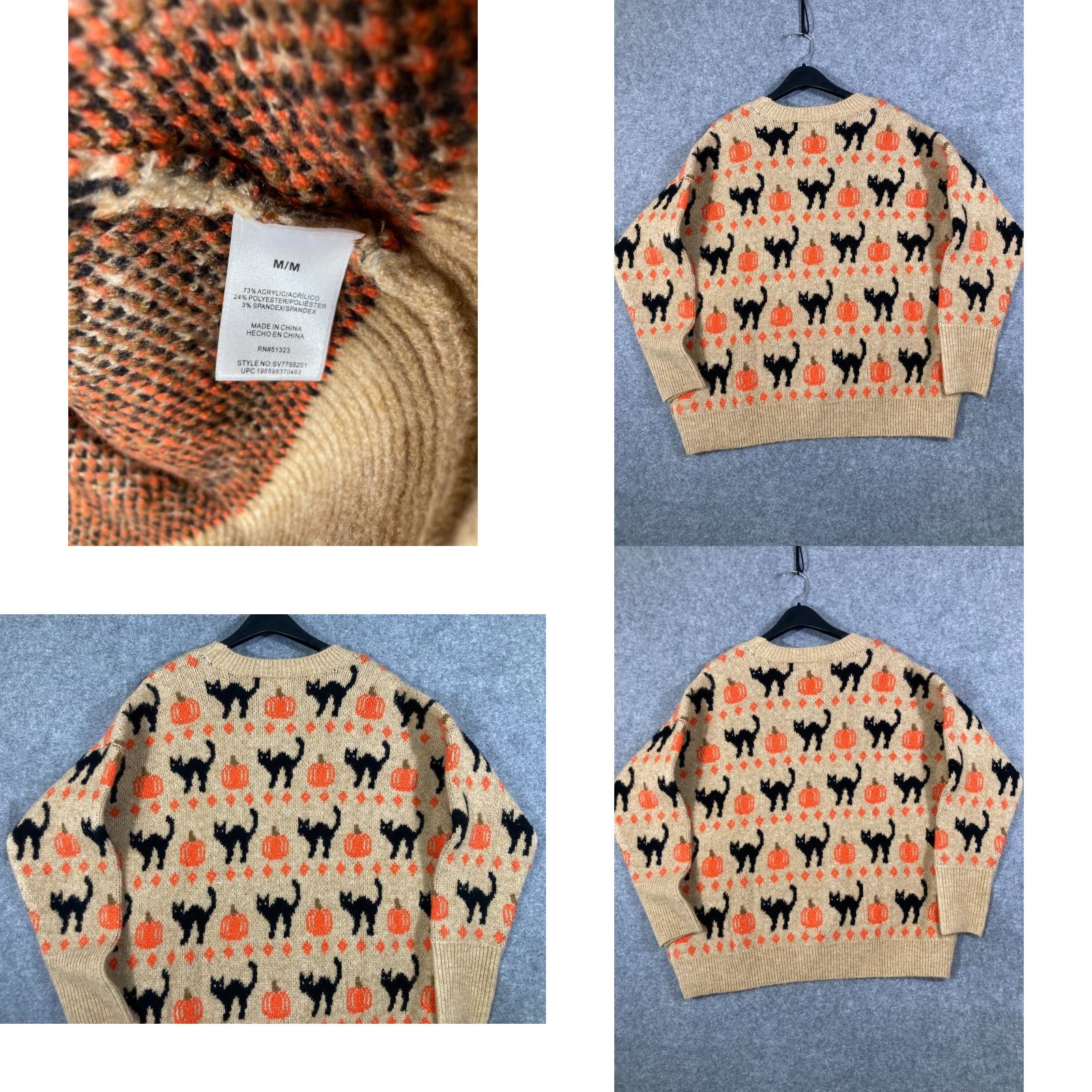 Vince Camuto Vince Camuto Pullover Halloween Sweater Womens Medium Tan Knit Crew Neck NWT Size M / US 6-8 / IT 42-44 - 8 Thumbnail