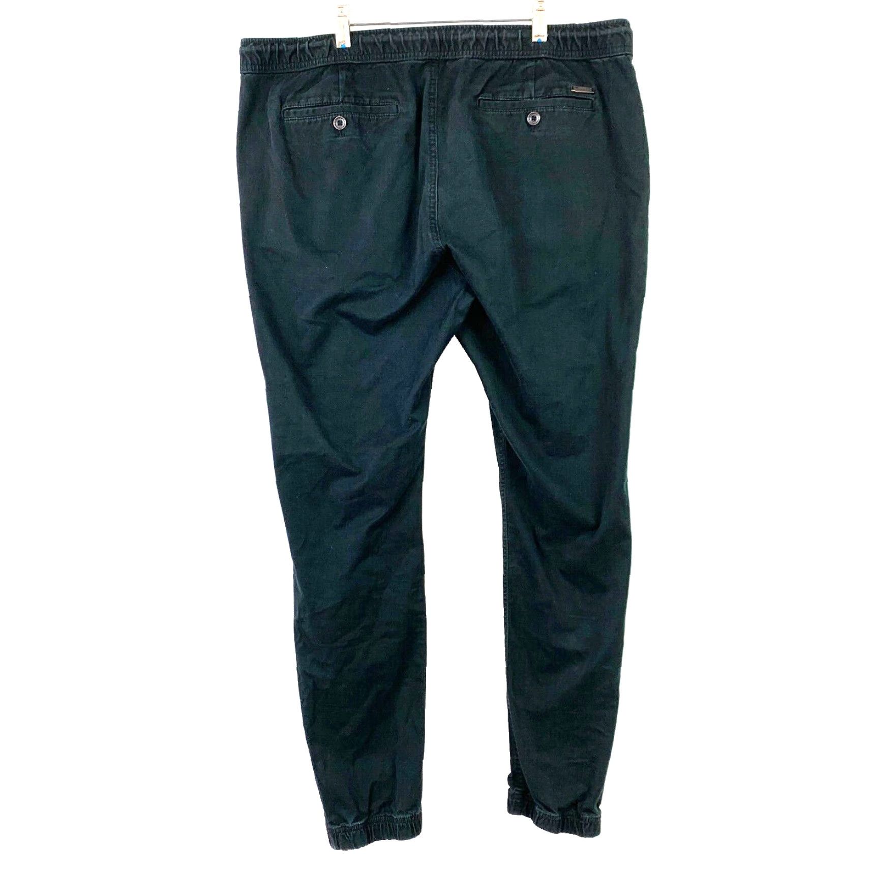 Express Express Jogger Pants Men's 36 Slim Skinny Elastic Drawstring Zip Cuff Black Cotton Spandex 28in Inseam 11 Rise Size US 36 / EU 52 - 4 Thumbnail
