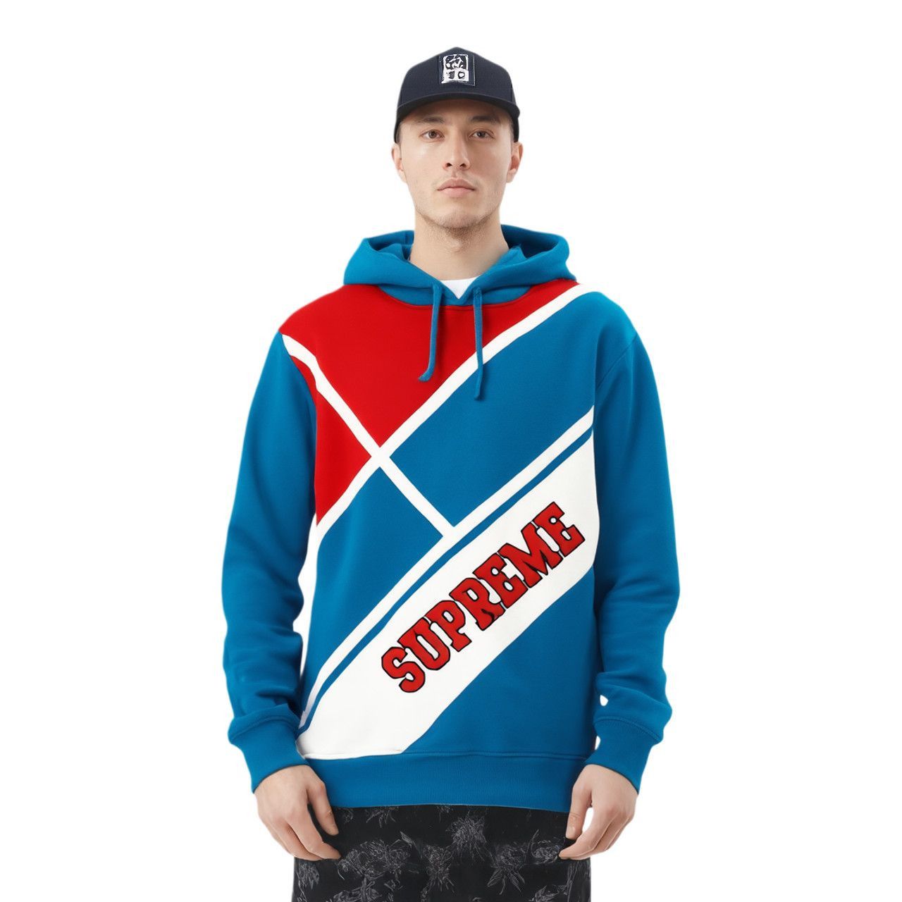 Supreme Supreme Diagonal Hooded Sweatshirt Black Size M. Size US M / EU 48-50 / 2 - 6 Thumbnail