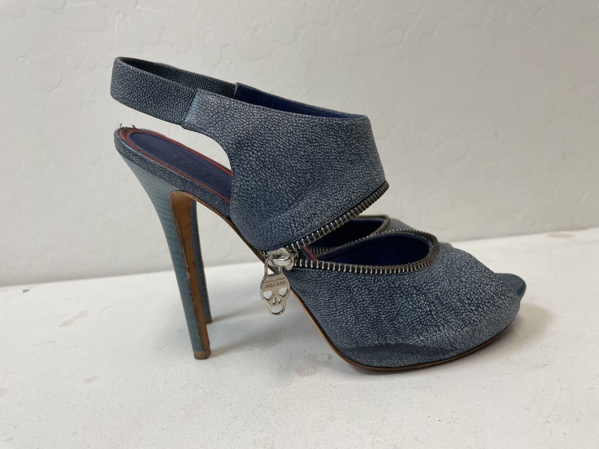 Alexander McQueen Zipper Peep Toe Slingbacks Size US 9.5 / IT 39.5 - 3 Thumbnail