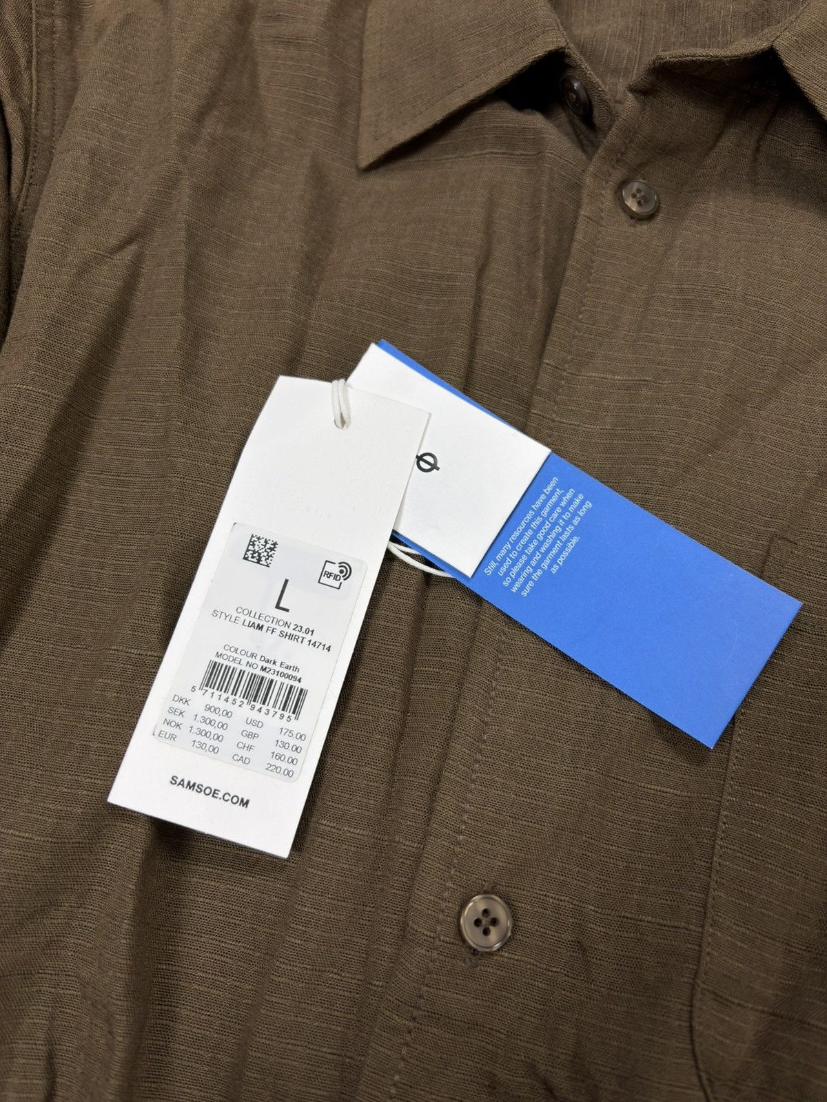 Samsoe Samsoe Samsoe Samsoe rrp175$ liam FF shirt dark earth viscose Size US L / EU 52-54 / 3 - 2 Thumbnail