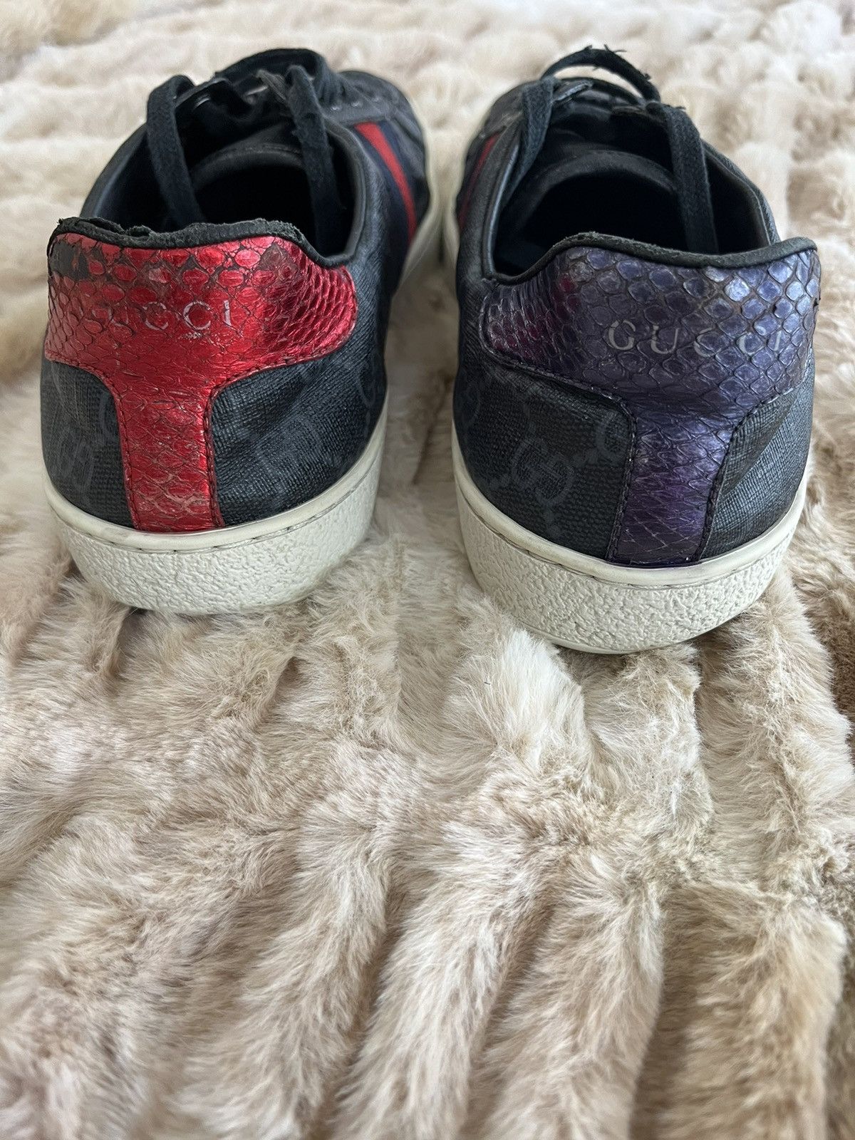 Gucci Gucci Ace Sneakers Supreme GG Monogram Web Black and Gray Size US 7 / EU 40 - 3 Thumbnail