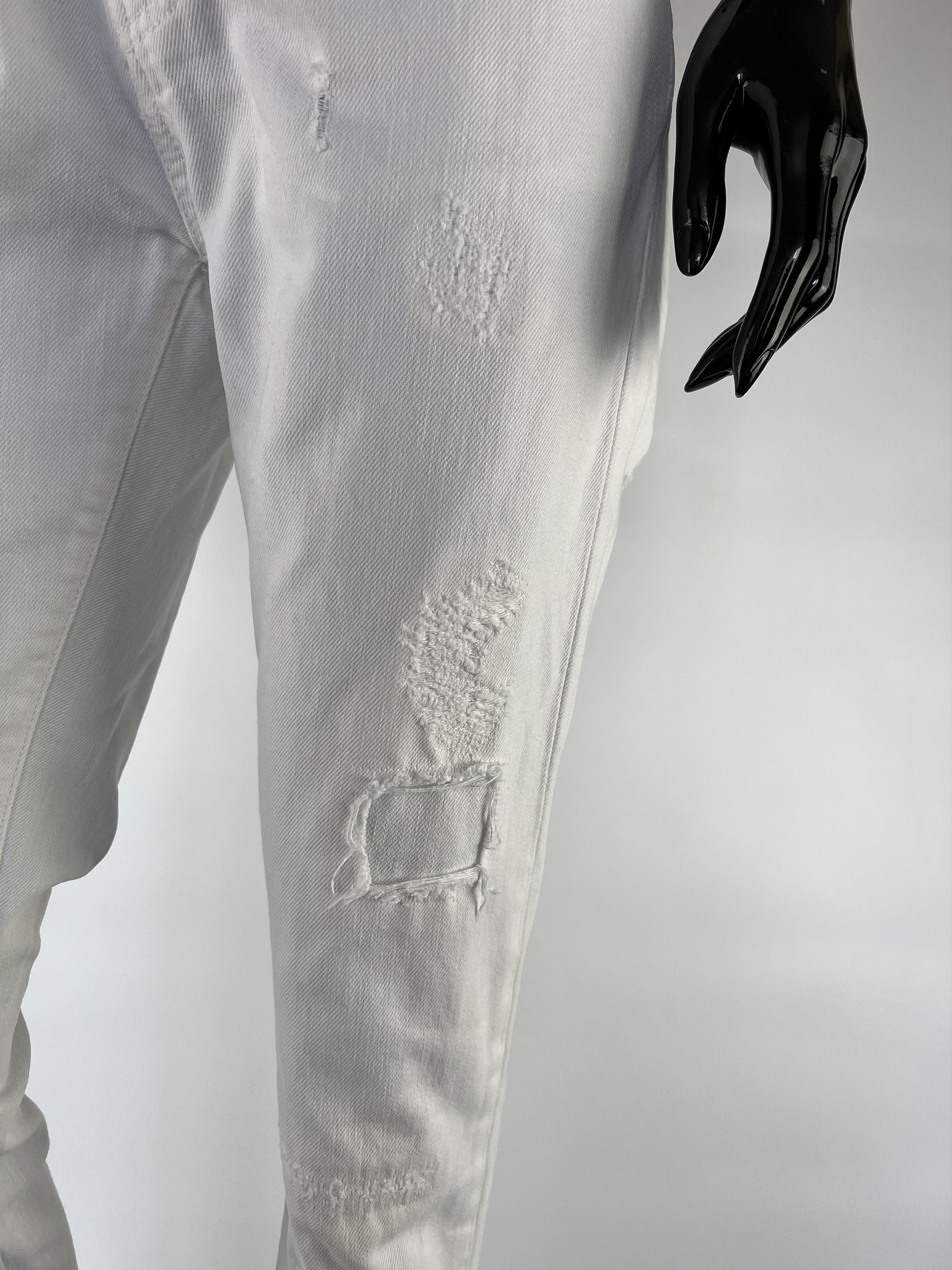 Saint Laurent Paris × Yves Saint Laurent Saint Laurent Women's White Distressed Jeans Size 29 Size 29" - 7 Thumbnail