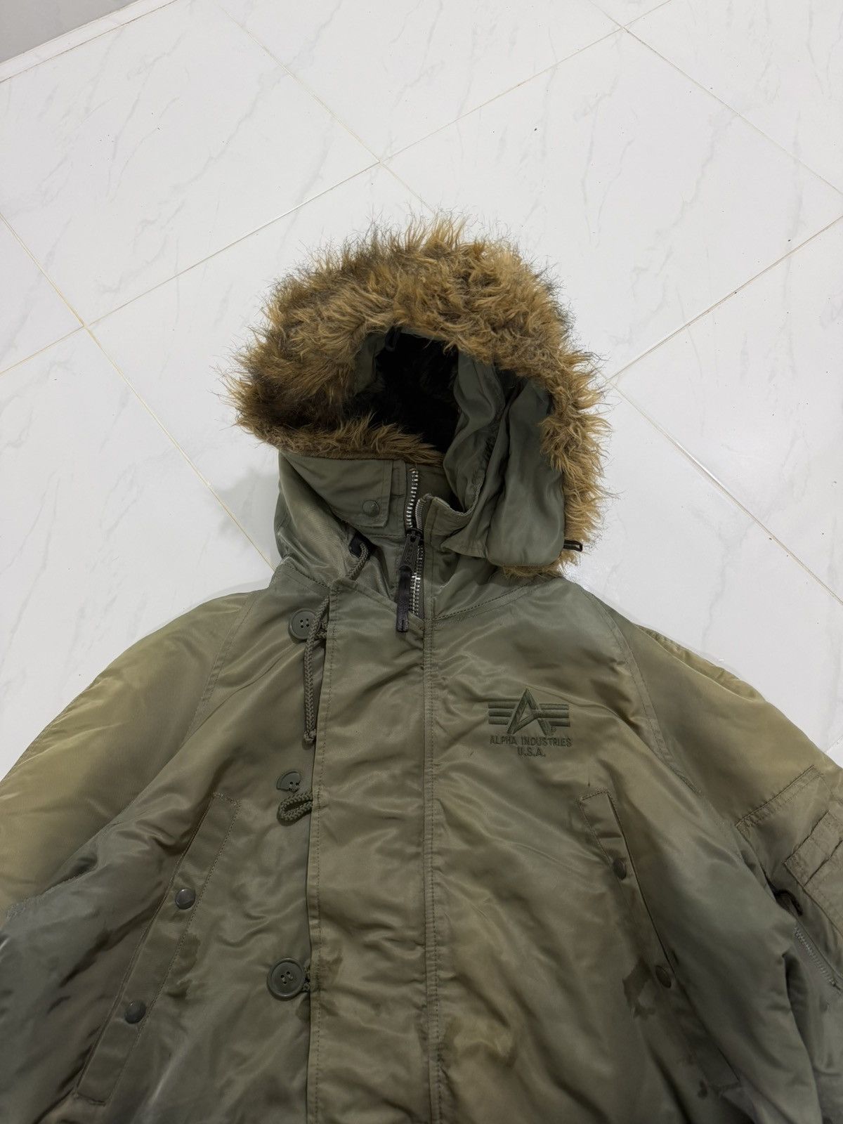 Alpha Industries Steal🔥 Vintage Sun Fade ALPHA INDUSTRIES Parka Bomber Jacket Size US M / EU 48-50 / 2 - 3 Thumbnail