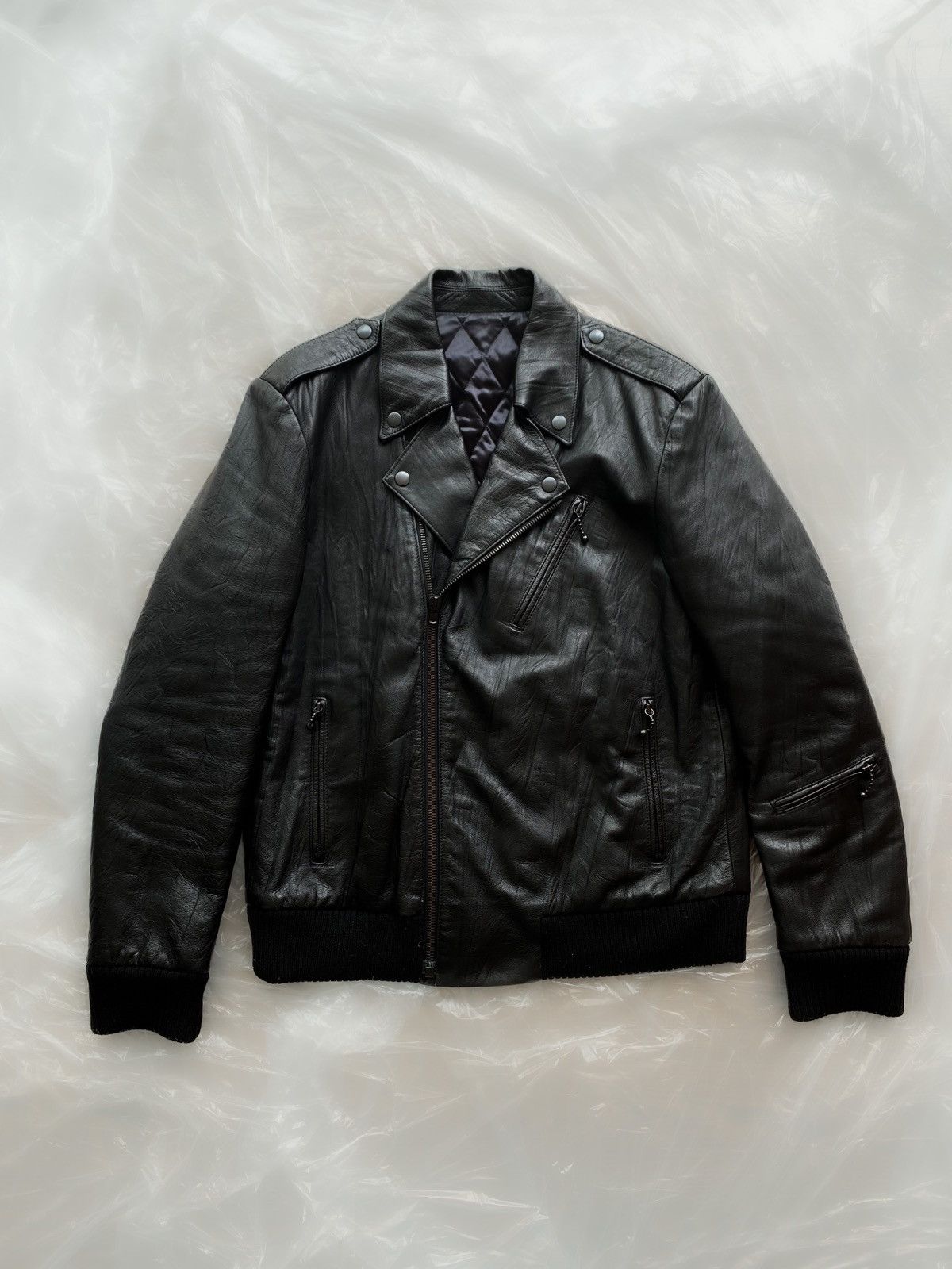 image of Number N Ine Number (N)Ine Fw04 “Give Peace A Chance” Leather Jacket in Black, Men's (Size XL)