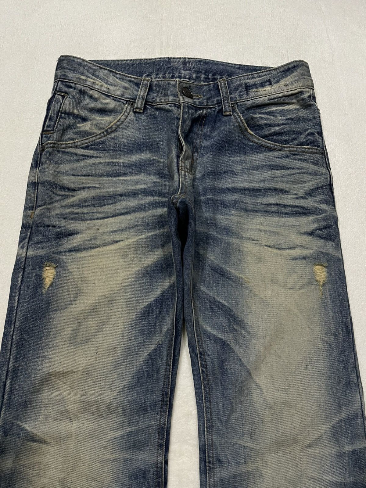 Japanese Brand Vintage Improves Boot Cut Distress Mudwash Denim Jeans Size US 31 - 2 Thumbnail