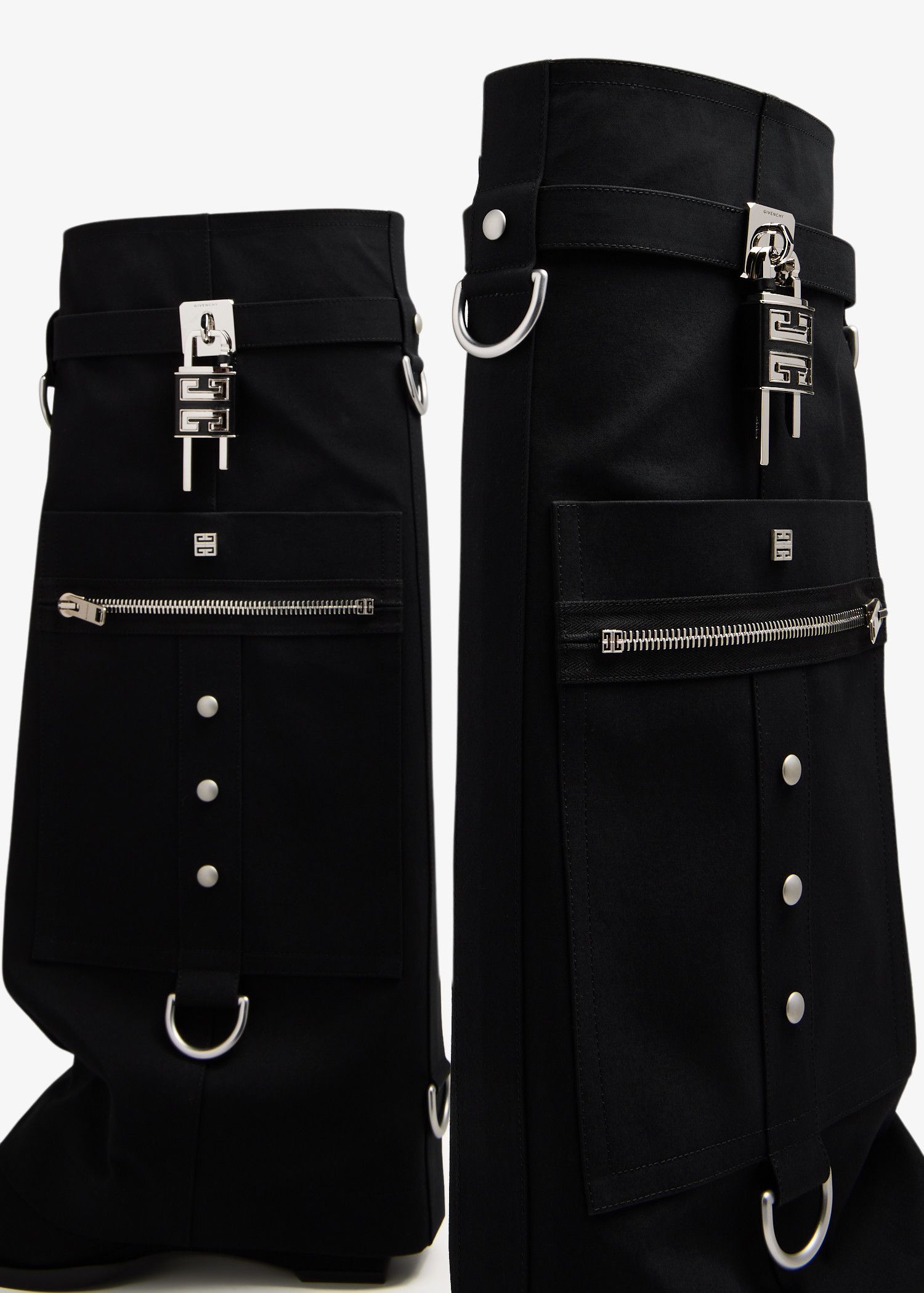 Givenchy o1gr1nt0125 Shark Lock Cowboy High Boots in Black Size US 7 / IT 37 - 2 Thumbnail