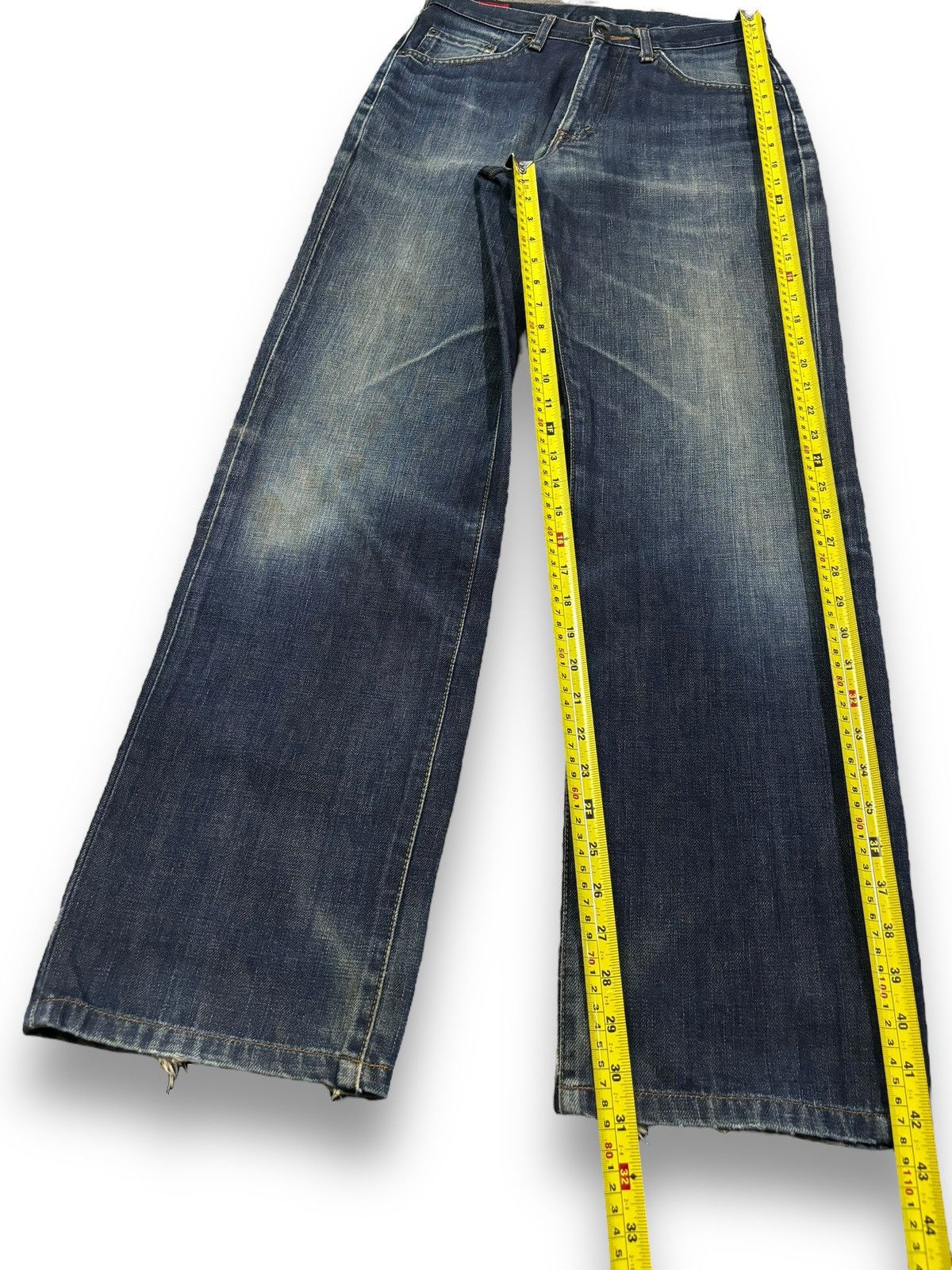 Edwin Vintage Edwin 503Z Dark Blue Wash Loose Fit Ripped Jeans Size US 28 / EU 44 - 16 Thumbnail