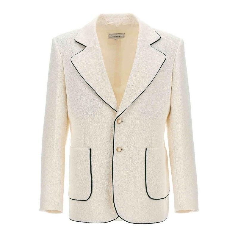 Casablanca Casablanca Tennis Club Ivory Piped Blazer Men's US 38 Size US M / EU 48-50 / 2 - 2 Thumbnail