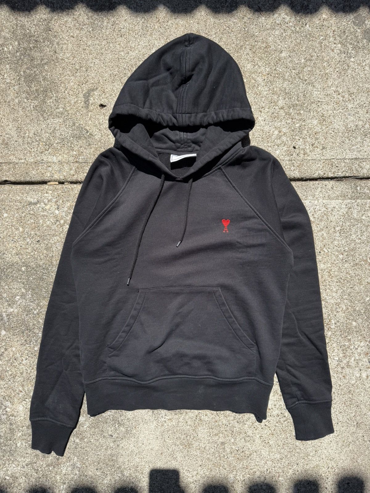 AMI AMI Paris Ami De Coeur Cotton Black Hoodie Size US S / EU 44-46 / 1 - 1 Thumbnail