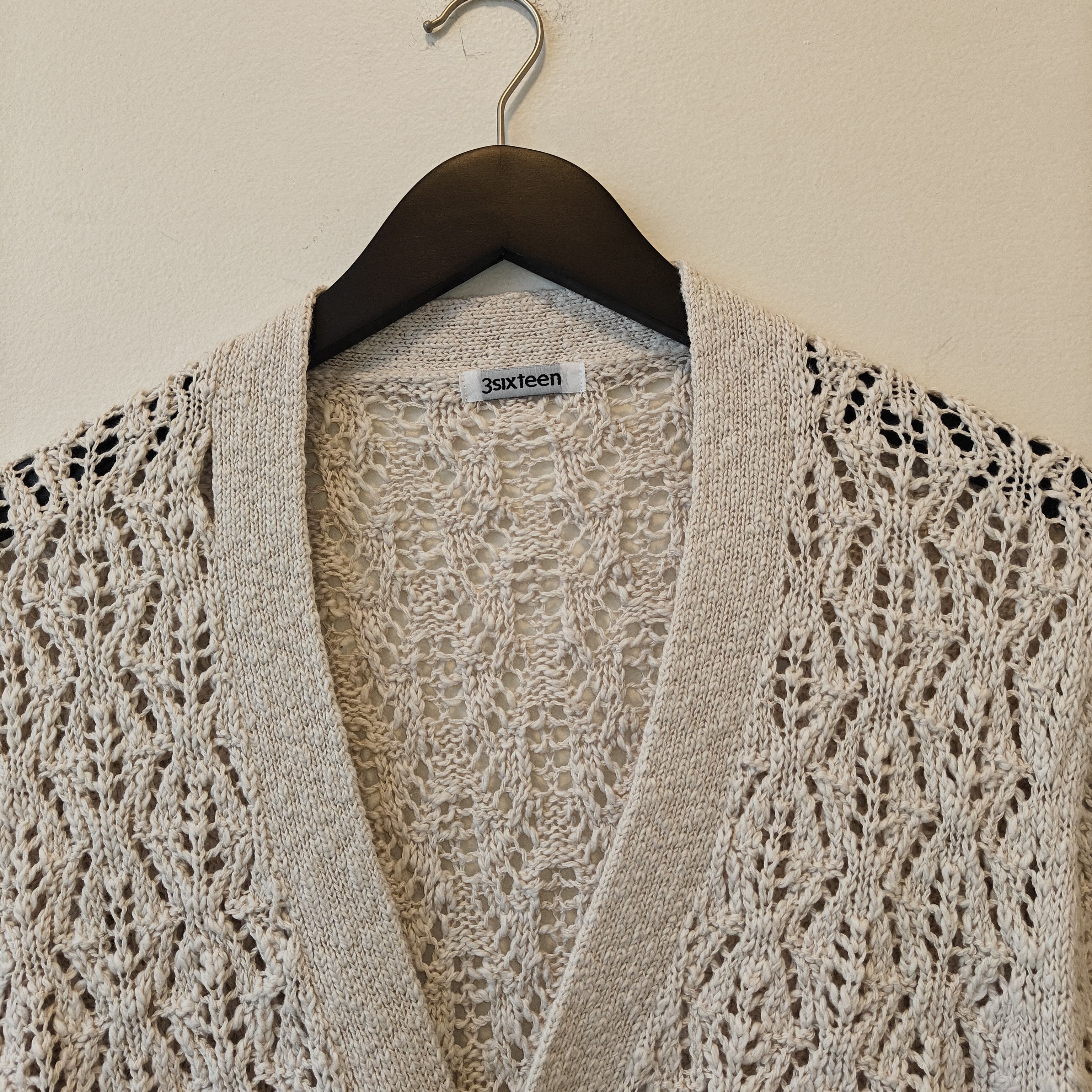3sixteen NWT Knit ecru cardigan, crochet fits small $298 Size US M / EU 48-50 / 2 - 3 Thumbnail