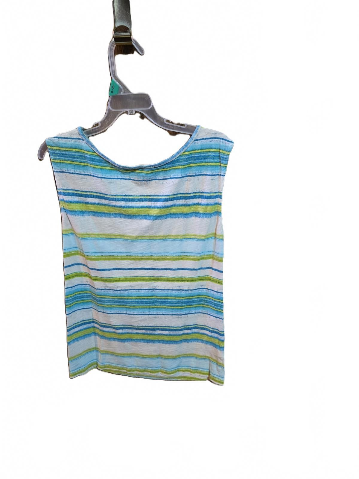 Other Ann Taylor Loft Sleeveless Blouse Blue Green & White Striped Size XS / US 0-2 / IT 36-38 - 2 Thumbnail