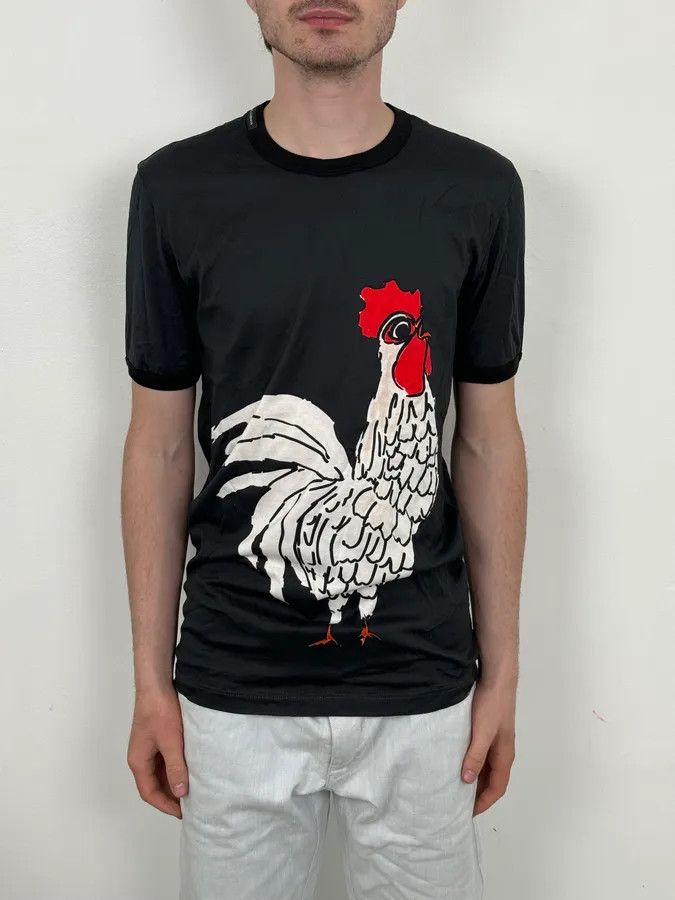 Dolce & Gabbana Dolce & Gabbana Frenchie Rooster Black T-Shirt Size US M / EU 48-50 / 2 - 2 Thumbnail
