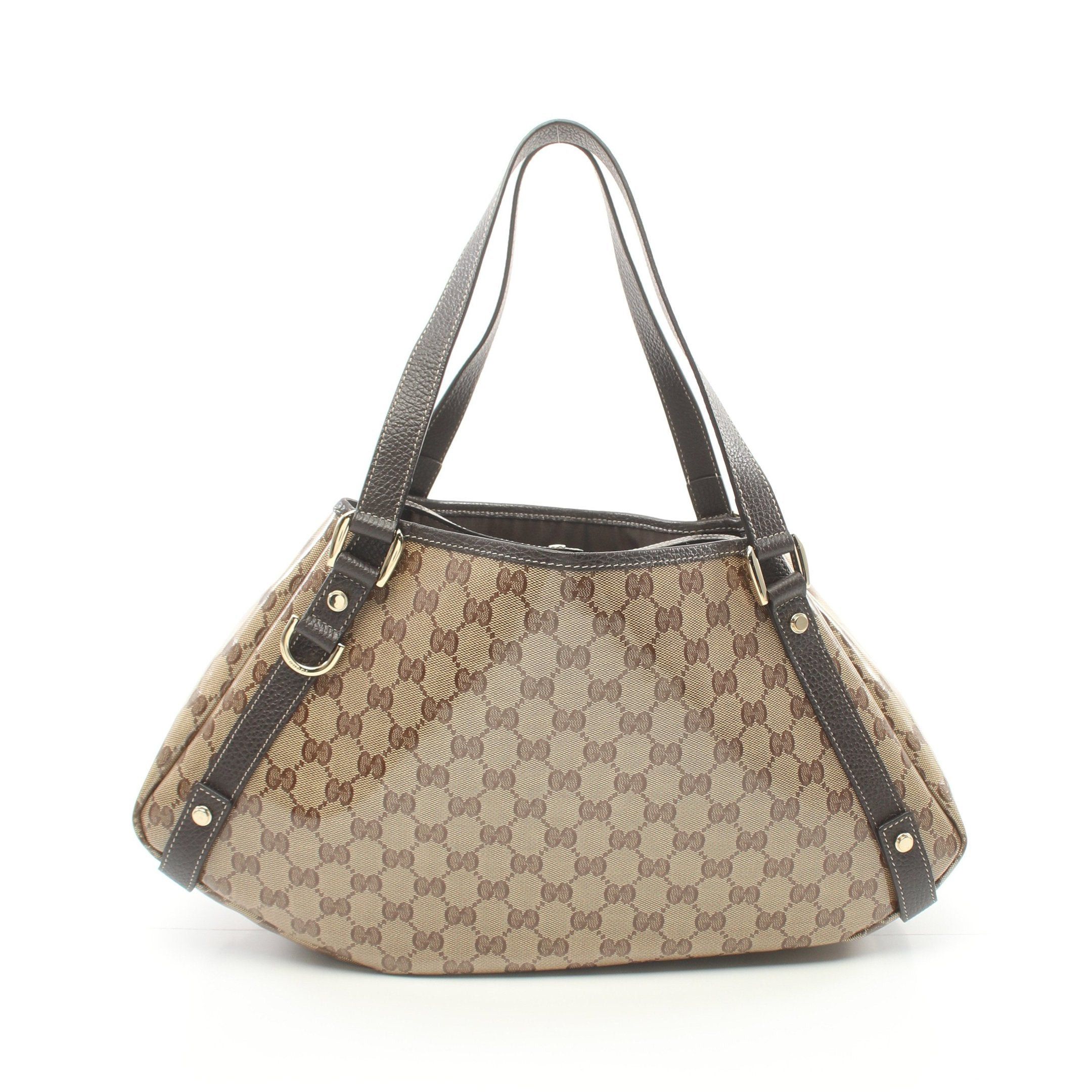 image of Gucci Abby GG Crystal Shoulder Bag Coated Canvas Leather Beige Dark Brown, Women's