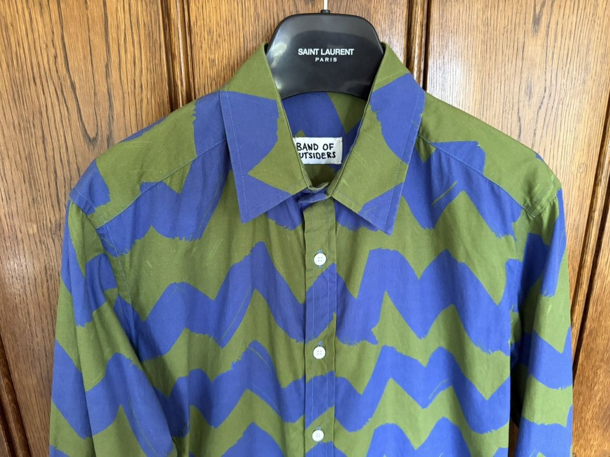 Band Of Outsiders Band of Outsiders blue green squiggle logo shirt Size US M / EU 48-50 / 2 - 9 Thumbnail