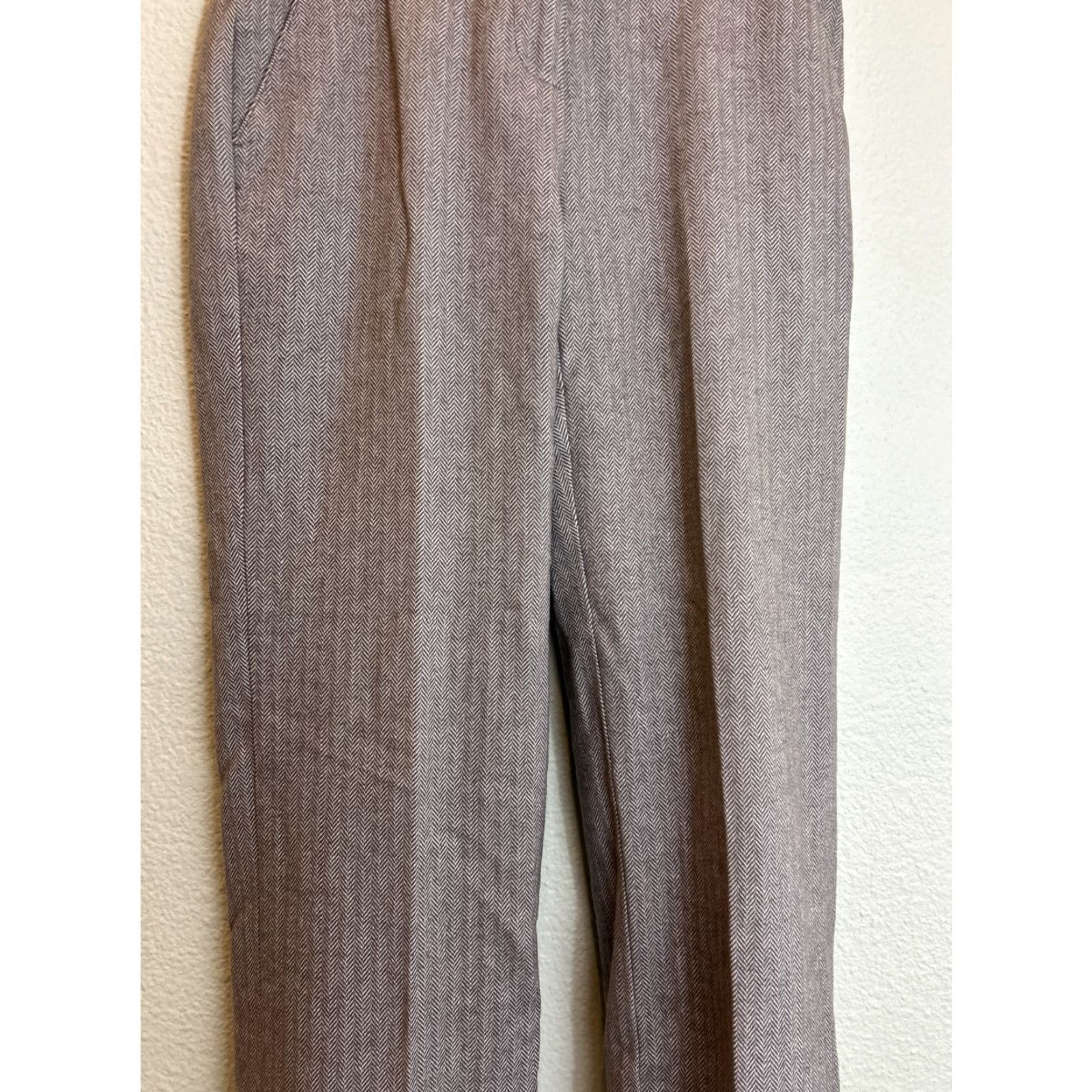 Vintage LL Bean Womens Pants Dress Pants Herringbone Gray White Polyester Size 4 Petite Womens Size 27" / US 4 / IT 40 - 3 Thumbnail