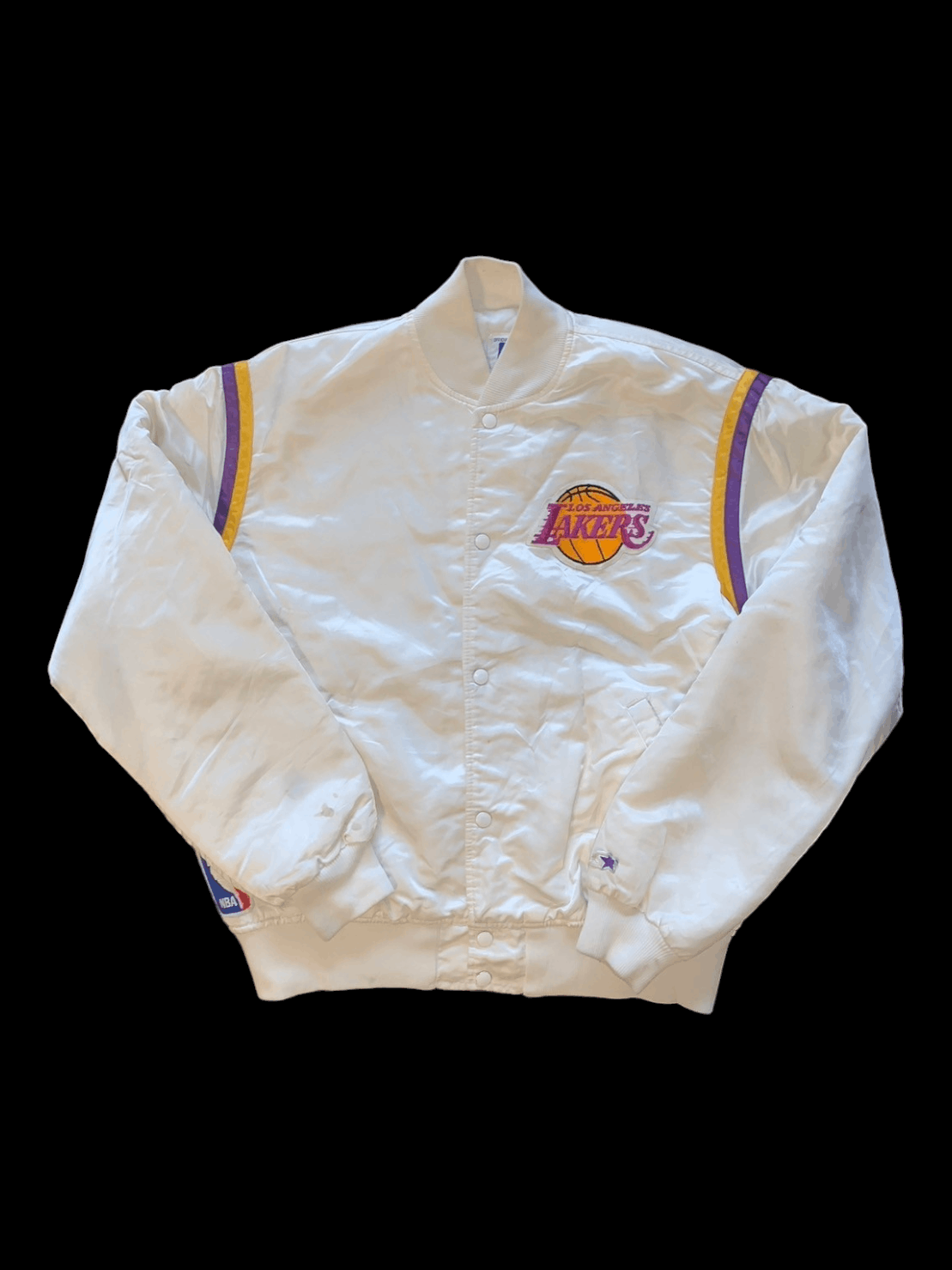 image of Nba 80's Lakers Starter Satin Jacket in White, Men's (Size XL)