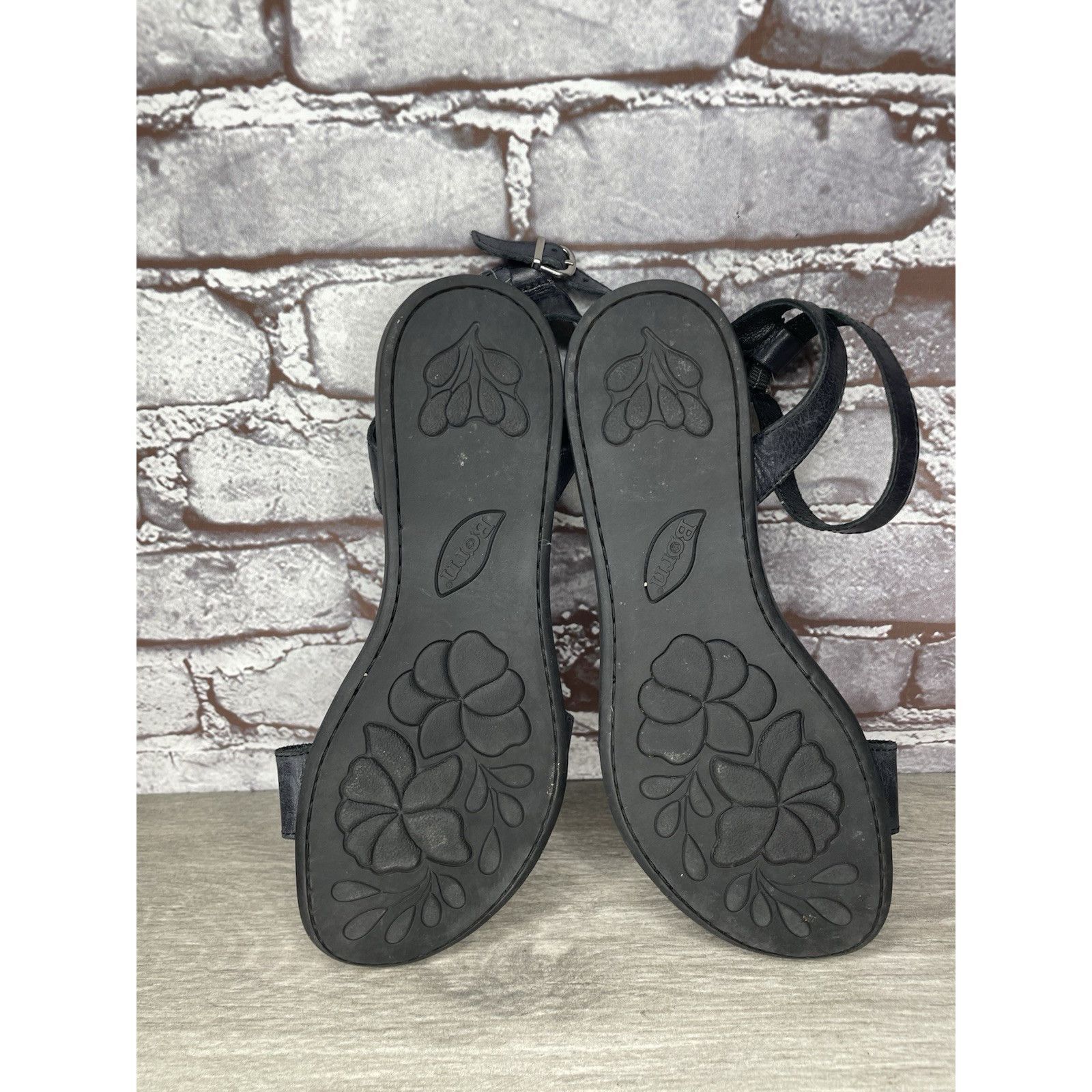 Born Born Handcrafted Black Leather Open Toe Ankle Strap Flats Sa Size US 8 / IT 38 - 16 Thumbnail