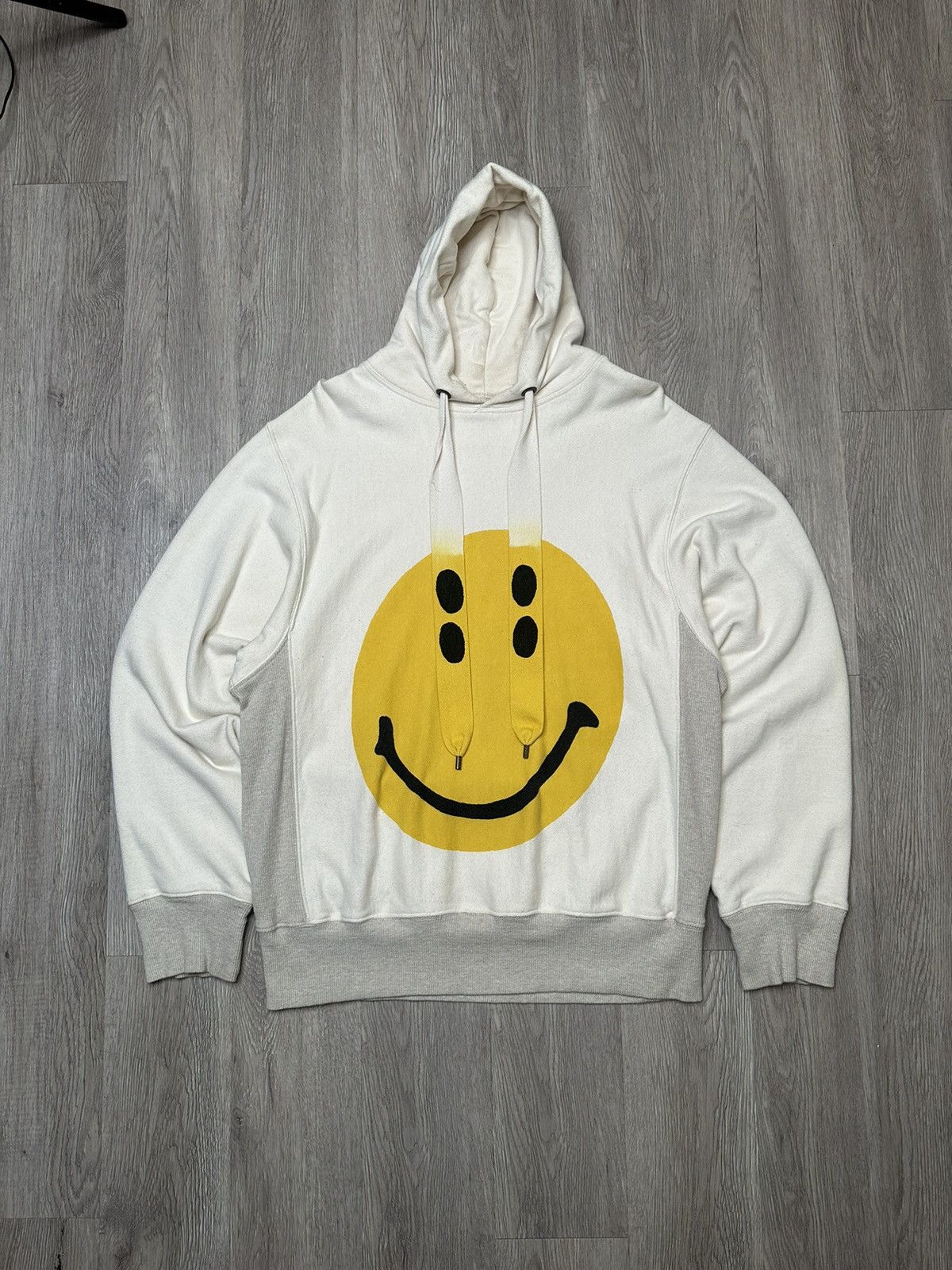 image of Kapital Rain Smiley Face Hoodie Sweatshirt Size 5 in White, Men's