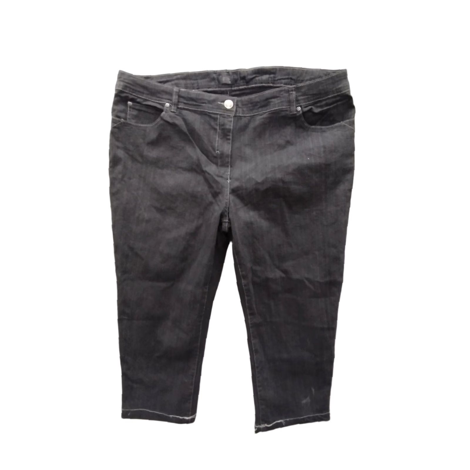 Vintage F&F Jeans Women's 20 Black Dark Wash Mid Rise Skinny Capri Jeans Size 42" / US 20 - 1 Thumbnail