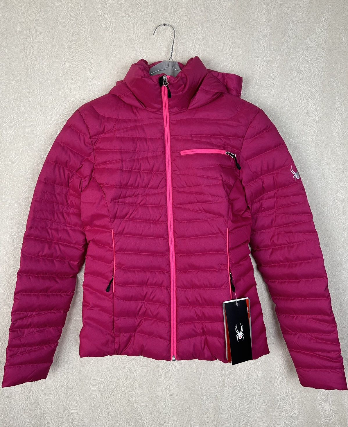 image of Outdoor Life x Spyder Pink Timeless Down Hooded Windproof Ski Jacket, Women's (Size XS)