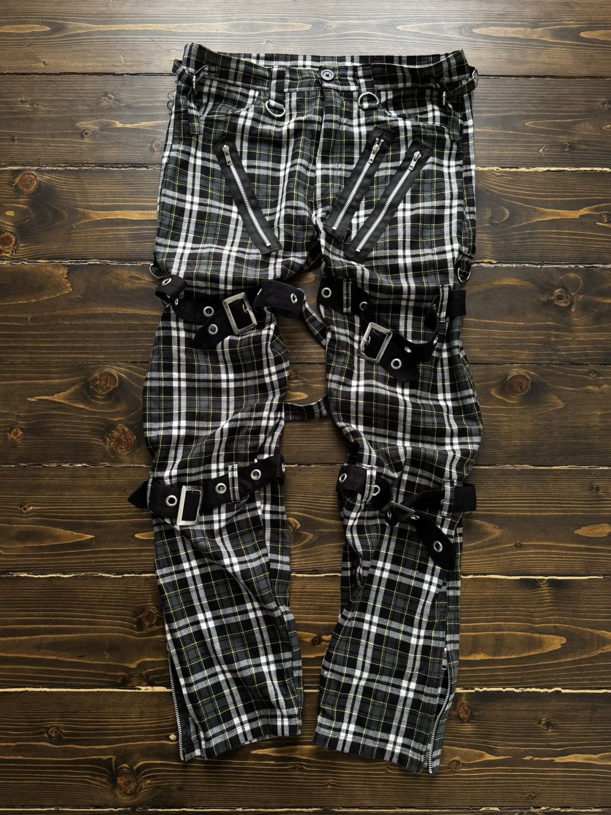 Vintage Plaid Gothic Multi Zip Grunge Cyber Pants