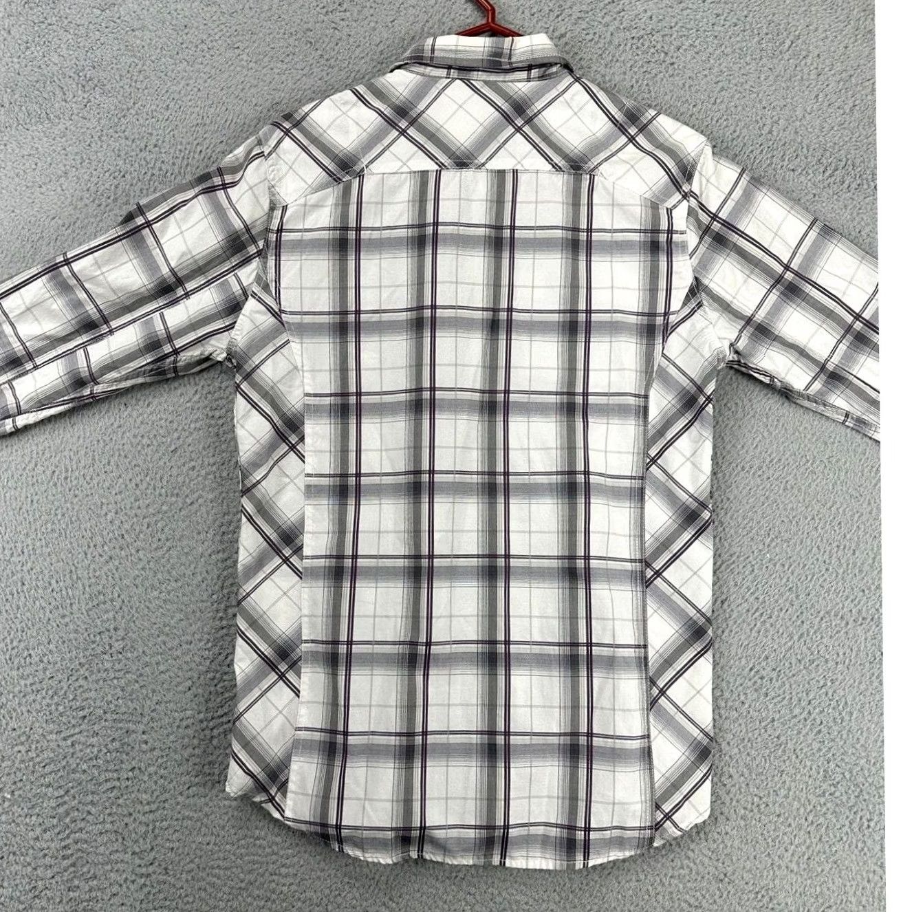 BKE BKE Shirt Mens Medium White Grey Plaid Cowboy Pearl Snap Standard Fit Size US M / EU 48-50 / 2 - 3 Thumbnail