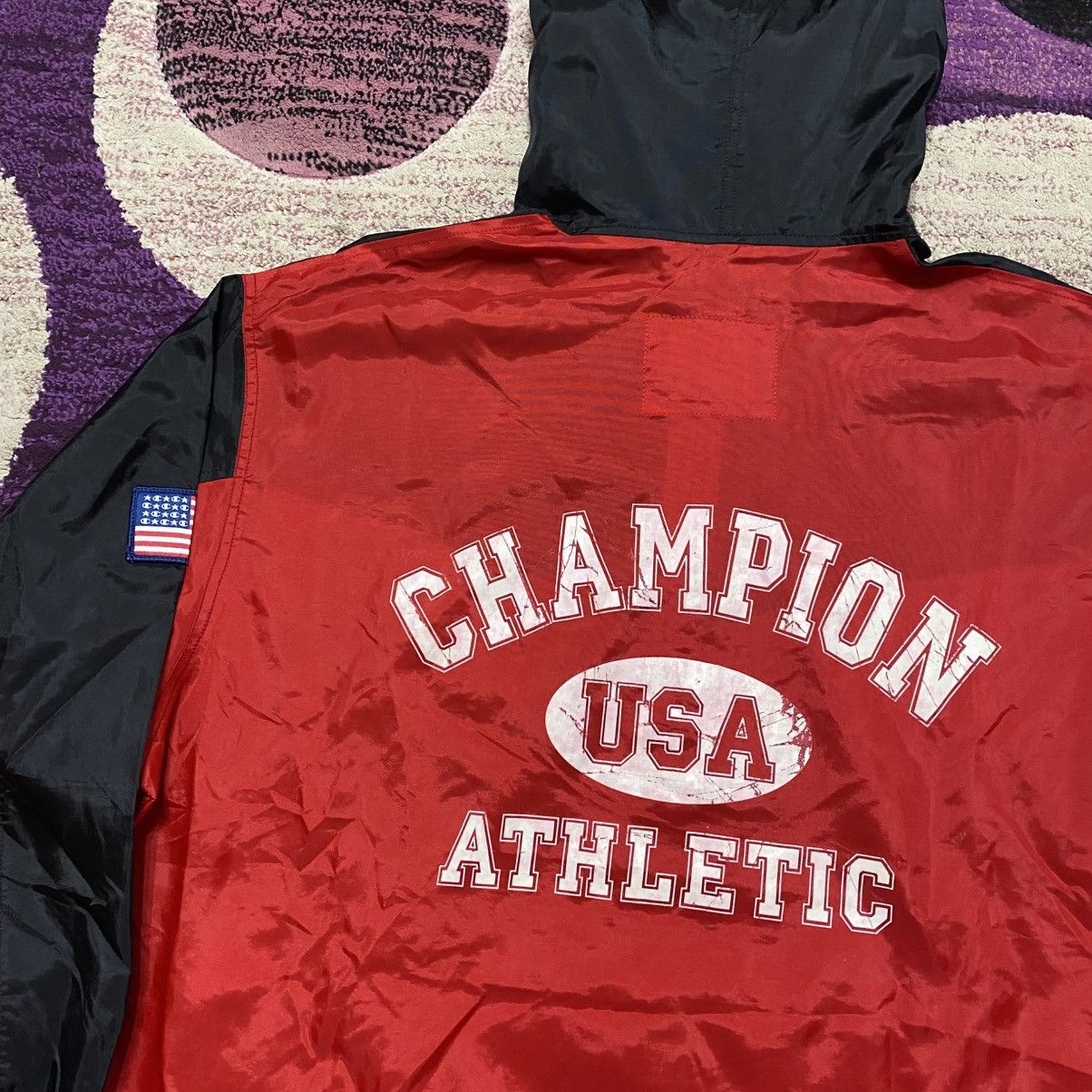 Champion Vintage Champion USA Athletic Red Nylon Windbreaker Jacket Size US M / EU 48-50 / 2 - 12 Thumbnail